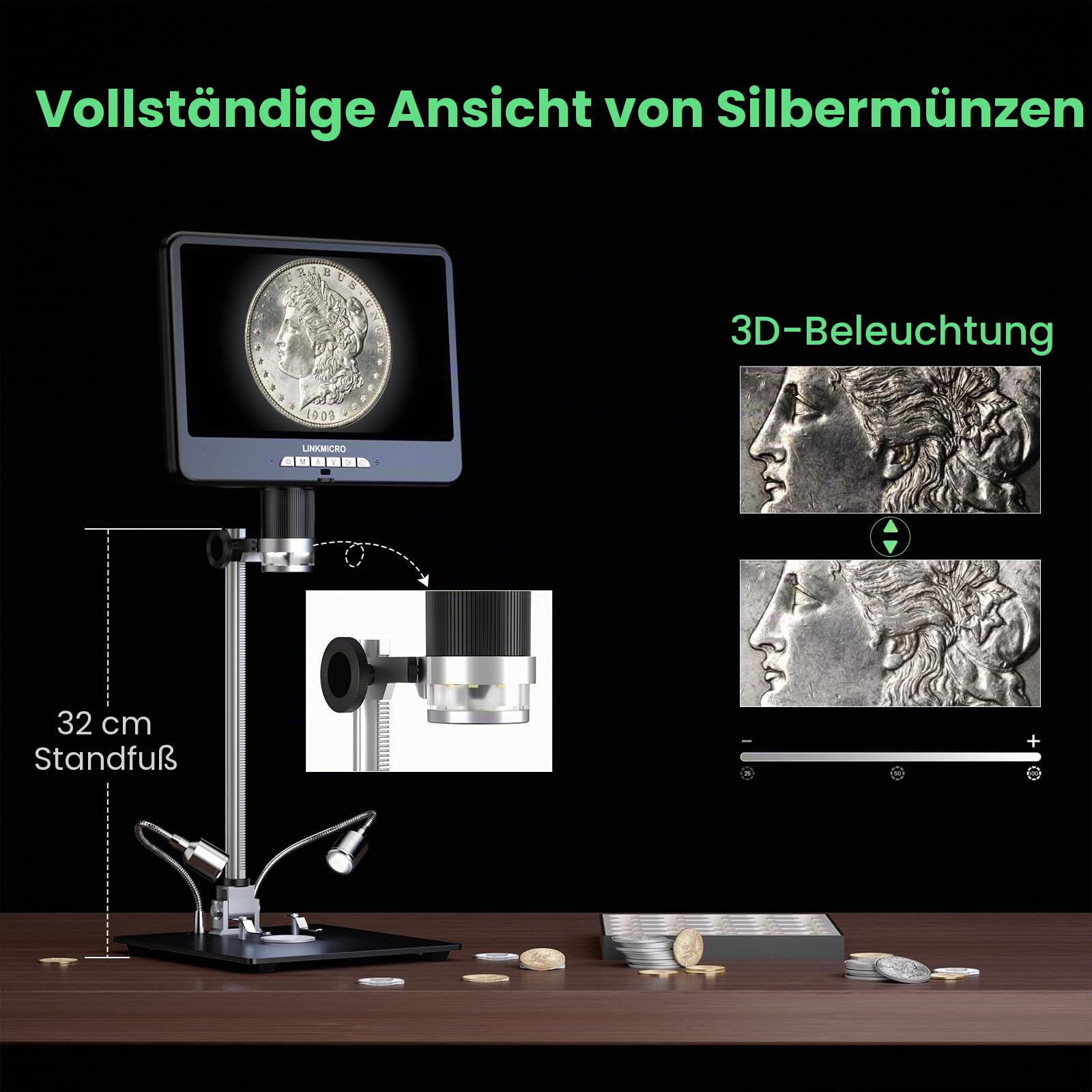 LM210S Digitales Mikroskop 10,1 Zoll 4K Elektronische Reparatur- und Schweißmikroskop mit 64MP Kamera 60FPS HDMI