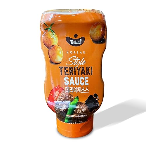 DELIEF Auténtica salsa teriyaki de estilo coreano, condimento salado y dulce, ideal para sumergir, rociar y marinar, salsa multiusos y diseño de