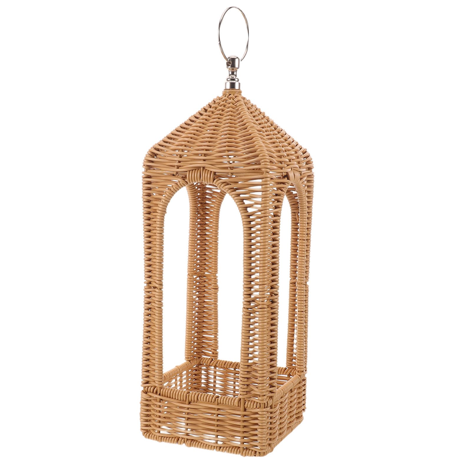 Farolillo Decorativo de Ratán Artesanal para Velas, Color Café, Material PE, Adecuado para Decoraciones en Fiestas de Jardín y Reuniones Nocturnas