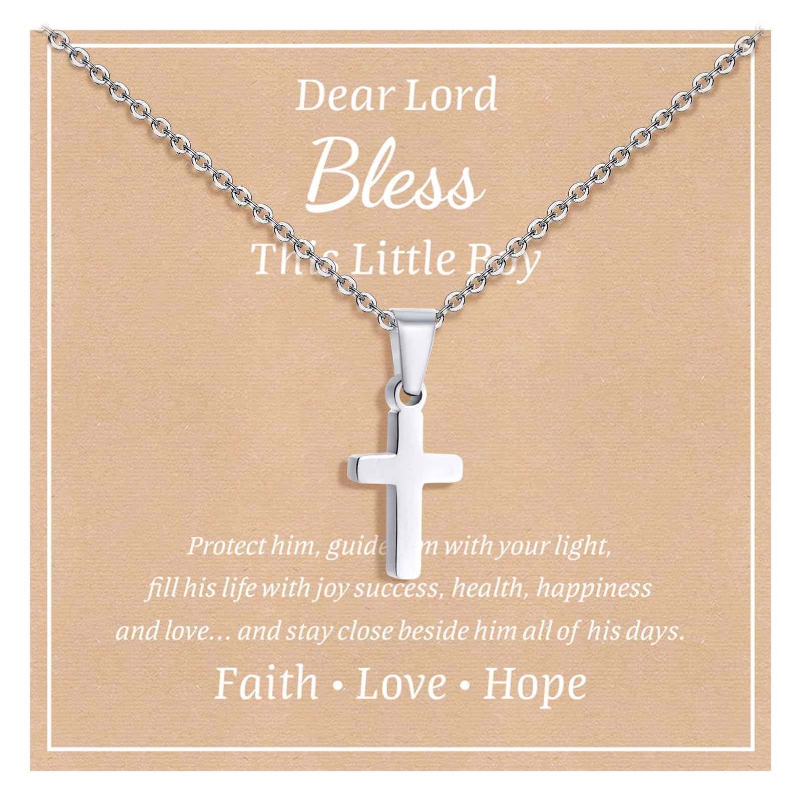 MEALGUET Stocking Stuffers Cross Necklace for Kids : Minimalist Gold Plated/Silver Cross Chain Necklace Jewelry First Communion Baptism Gifts for Teenage Girls Boys Son Children