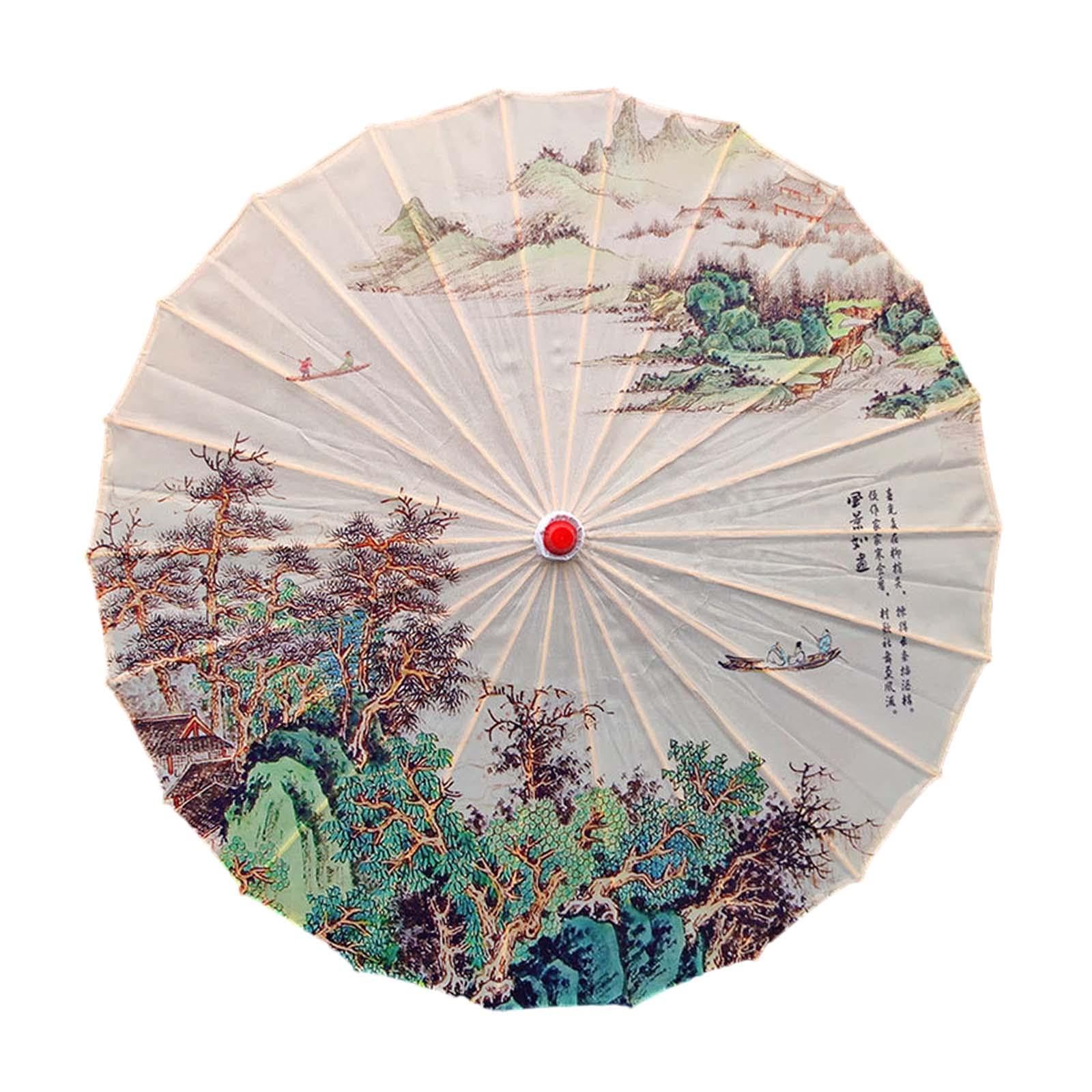 INACMWIH Chinese Oiled Paper Umbrella Dancing Props for Wedding Dance Recitals Events Type A
