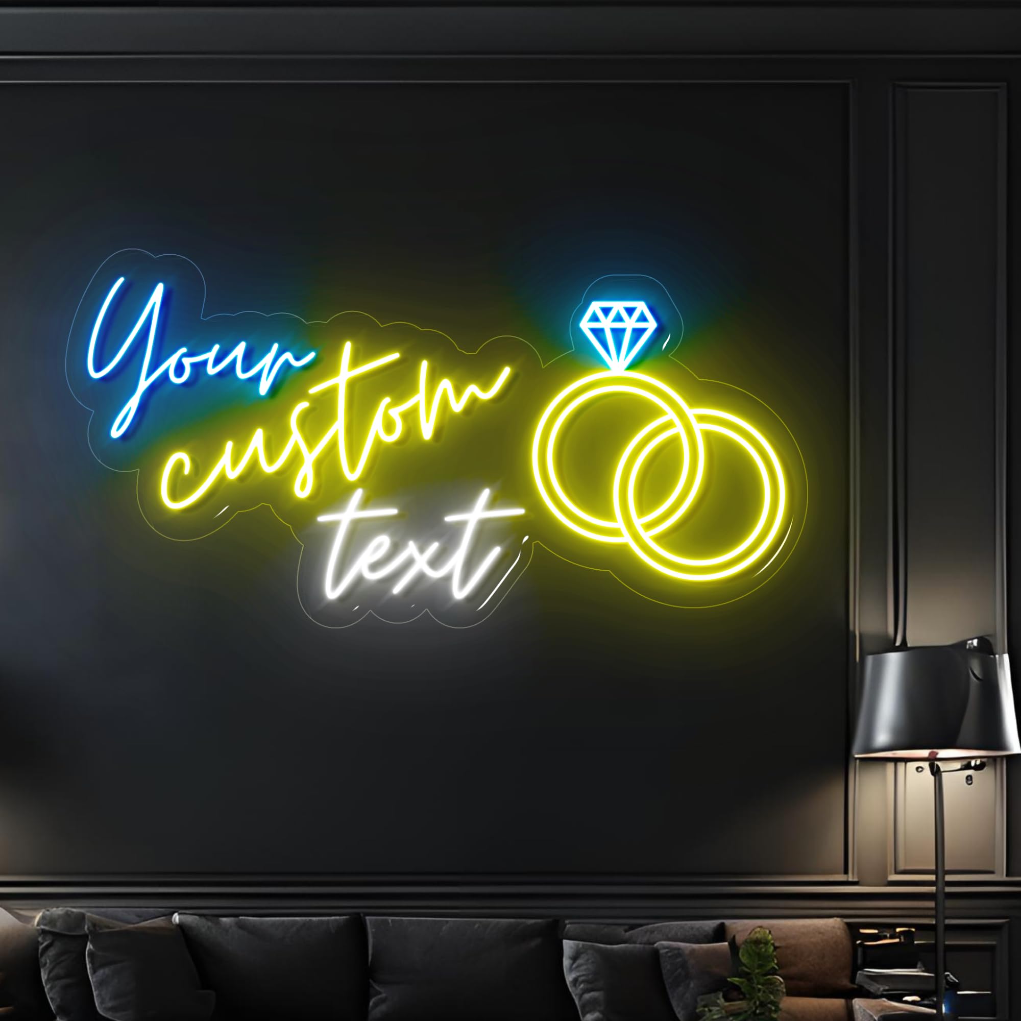 Custom Neon Signs | Personalized LED Sign for Birthday Gift, Children Party, Kids Gift Idea | Wall Light Decoration (Rings)