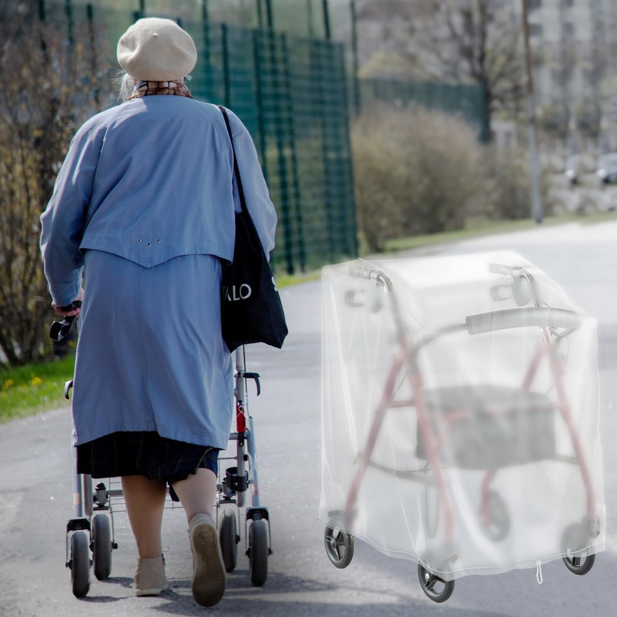 Pokrowiec na rollator Walker - pokrowiec dla spacerowiczów dla seniorów, wodoodporny pokrowiec ochronny, pasuje do chodzika z kółkami i siedziskiem (tylko pokrowiec, typ matowy)