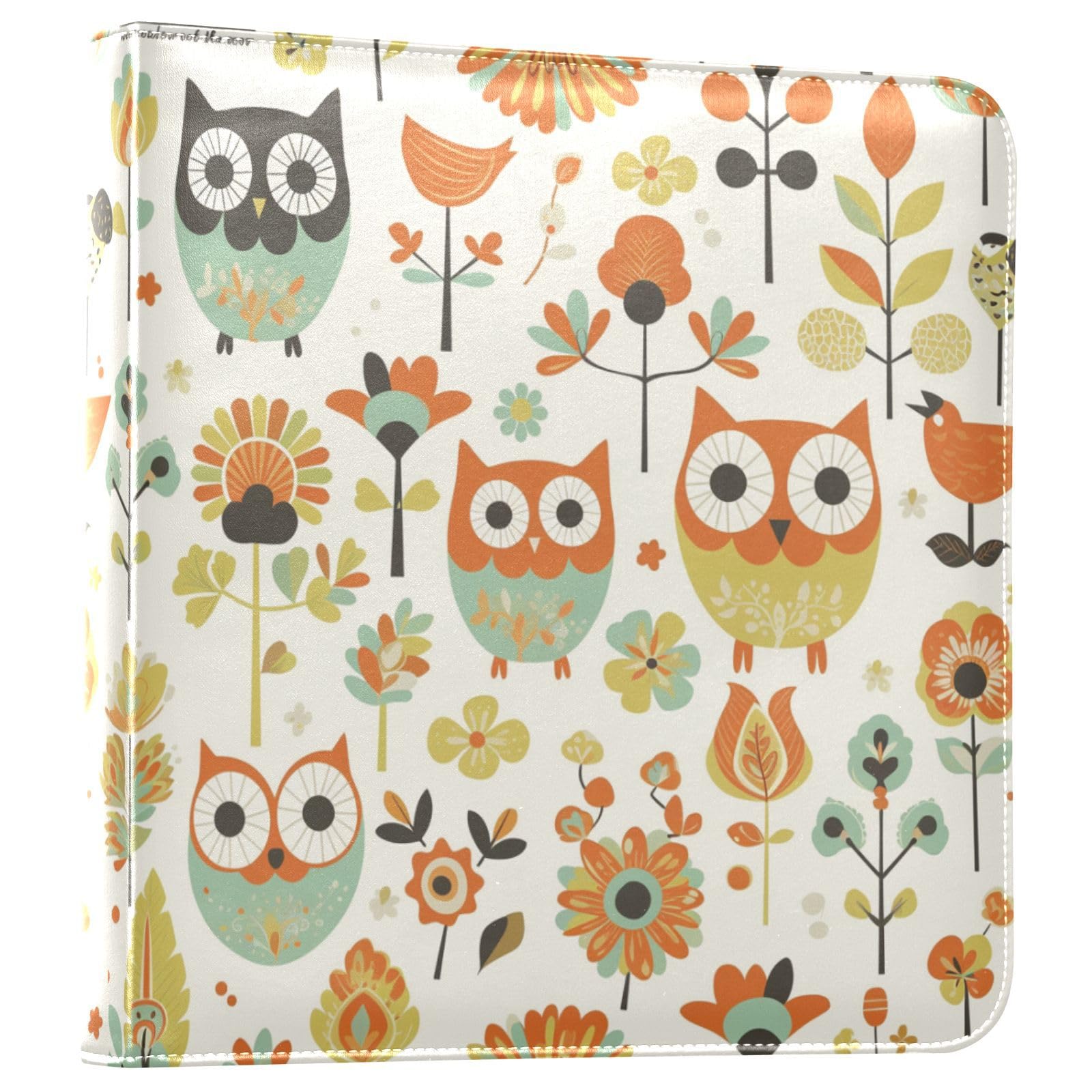 Kigai Cute Owls Photo Album Self Adhesive Scrapbook Album Leather Cover DIY Picture Scrap Book with 20 Adhesive Sheets, 11.8x24x0.8 inch