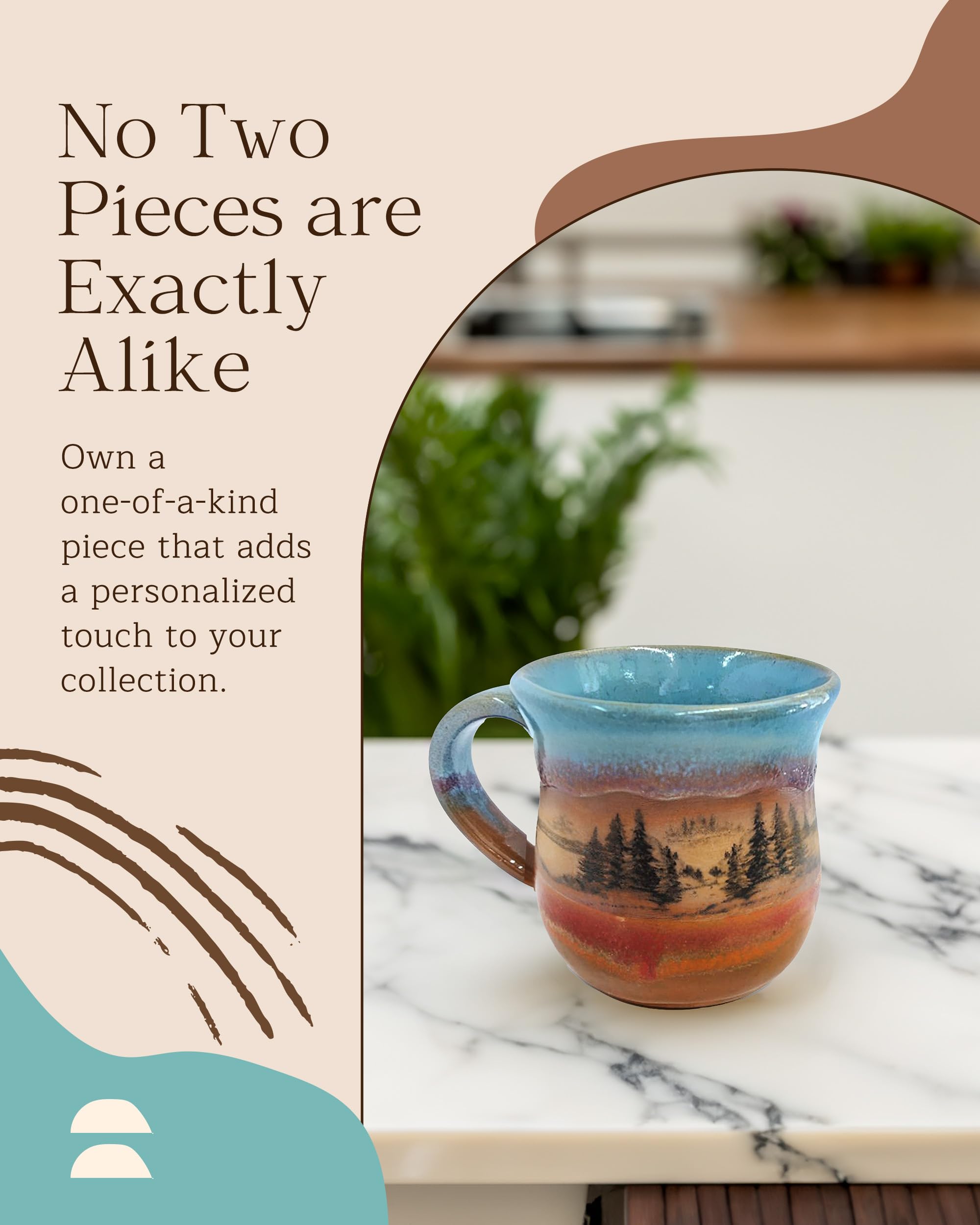 Handmade Ceramic Coffee Mug - Always Azul Mountain Scene 14oz Coffee Mug - Oven, Dishwasher, & Microwave Safe Mug - Kitchen Essentials Made in Colorado, Indian Summer