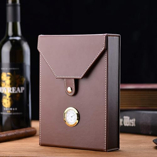 Miniatura 6 de Caja de cigarros de viaje - SEEJI Humidor de cigarros Madera Cedro - Caja de cigarros Humidificador portátil Higrómetro