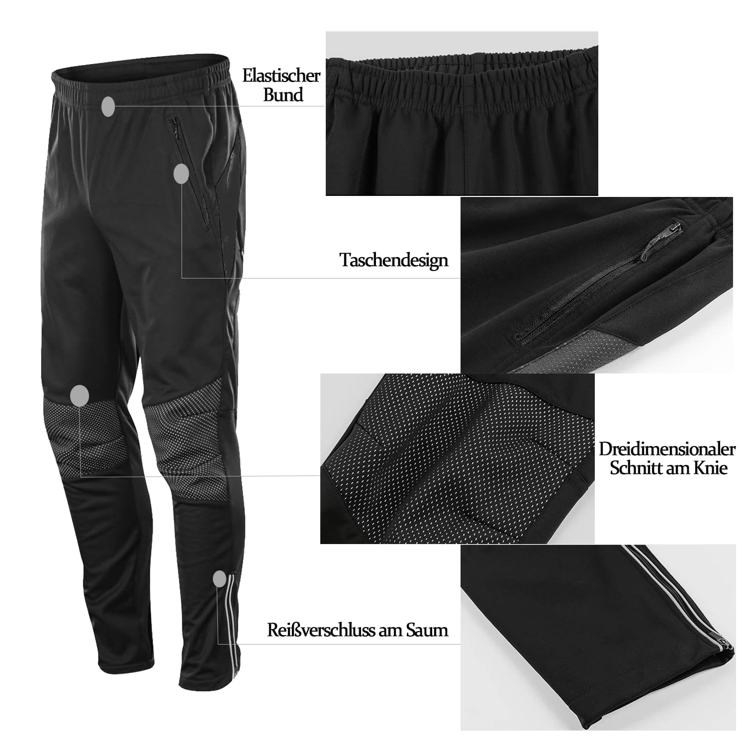 Herren Radjacke Set Winter Thermal Wasserdicht Winddicht Fahrradjacke Set Thermo Fleece Lange Radhose + Fahrradhose