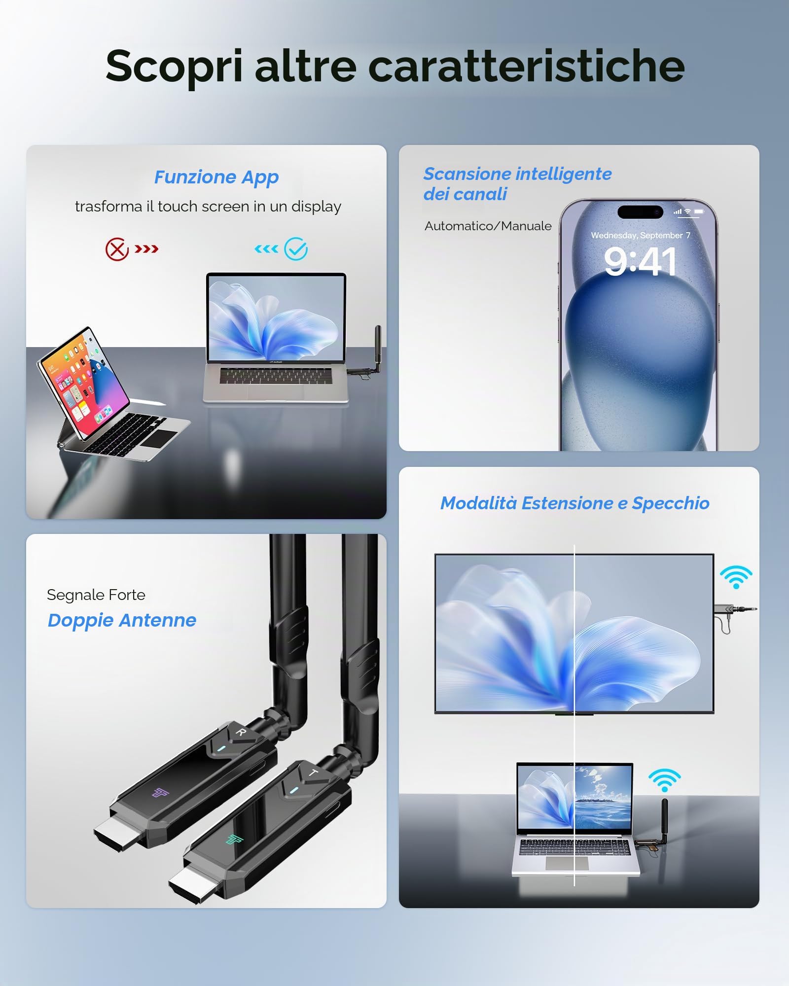 Trasmettitore e ricevitore HDMI wireless 400m, Latenza Ultra Bassa 1080p @ 60hz video per laptop, videocamera, TV Box a HDTV, monitor, proiettore