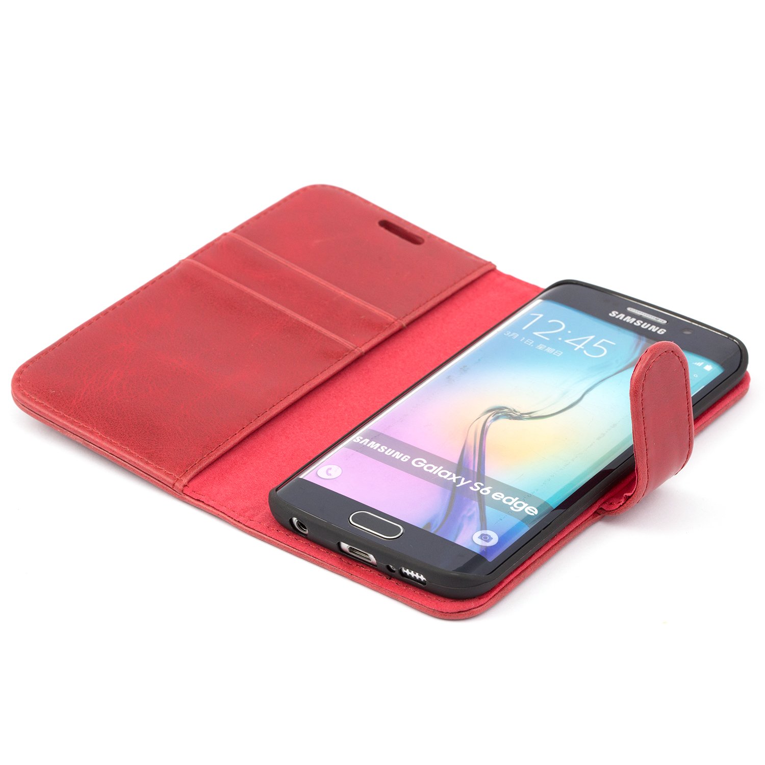 Leder-Klapphülle Für IPhone 6/6S Mit Magnetverschluss, Kartenfach & Ständerfunktion – Weinrot
