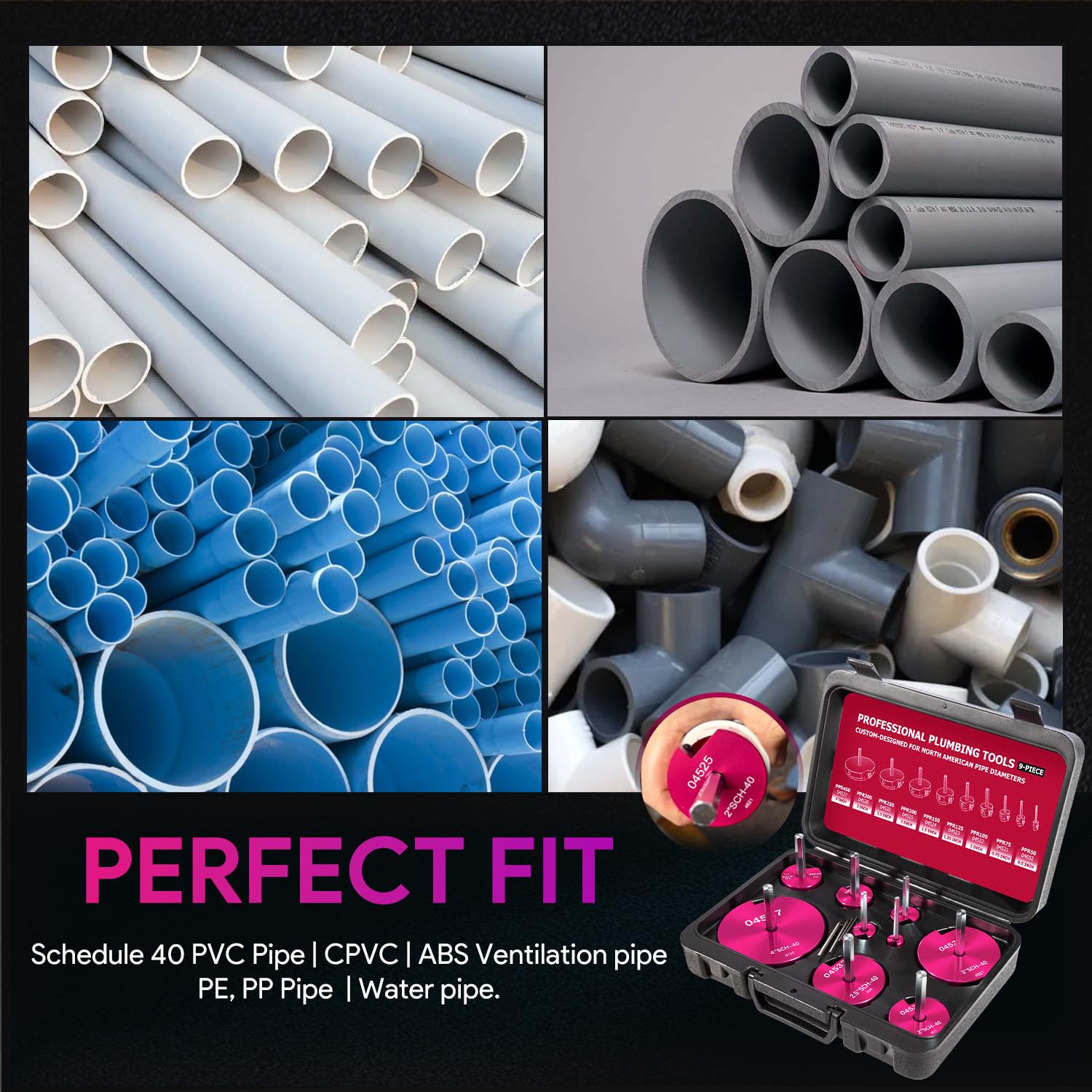 Ensemble Alésoirs Tuyaux PVC Kit Professionnel 6 Tailles Avec Inserts Carbure - Outil Plomberie