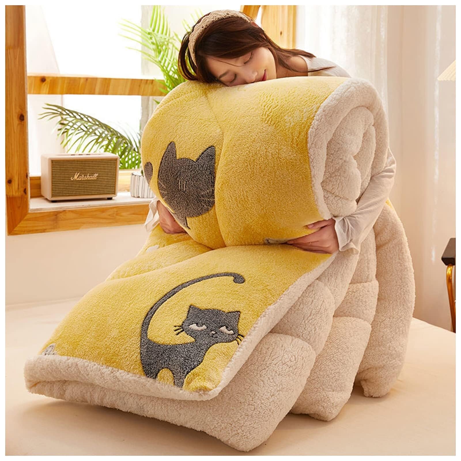 Super Warm Lamb Quilt Winter Blanket，Flannel Fleece/Double Fabrics, Thicken Breathable Warmth Fluffy(Color5,180x200cm(4kg))