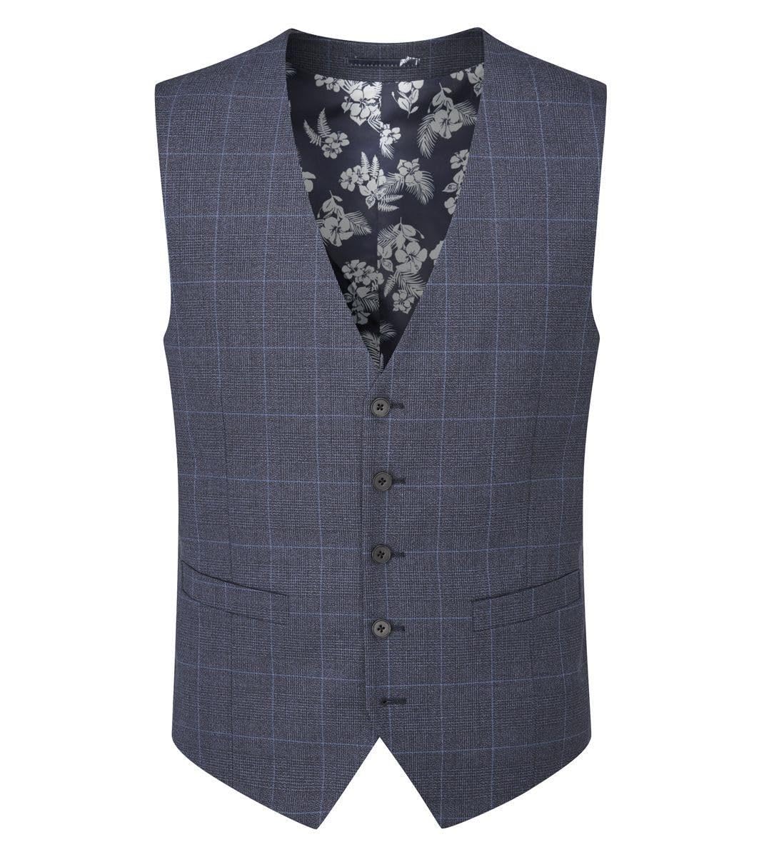 Skopes Men's Anello Check Pattern Waist Coat in Blue 46R
