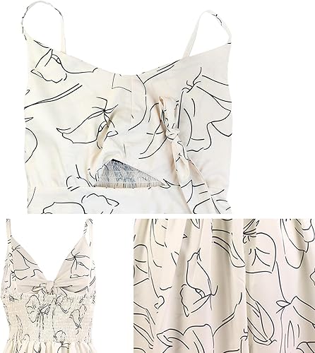 Miniatura 6 de FANCYINN Vestido de verano con tirantes delgados para mujer, con botones en la parte delantera, estampado floral