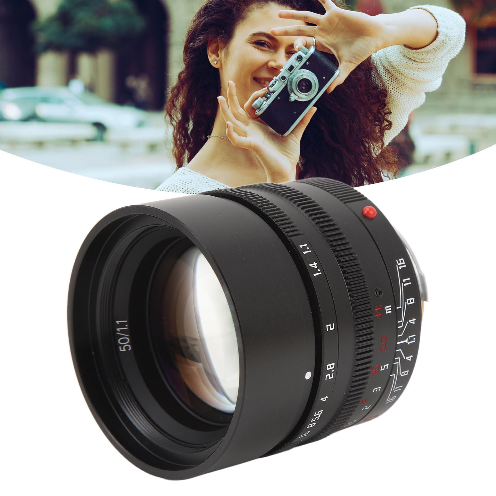 Obiettivo Full Frame da 50 Mm F1.1, Obiettivo con Attacco M Ad Ampia Apertura, Obiettivo da Ritratto Standard con Messa a Fuoco Manuale Automatica per Fotocamera Leica M Mount