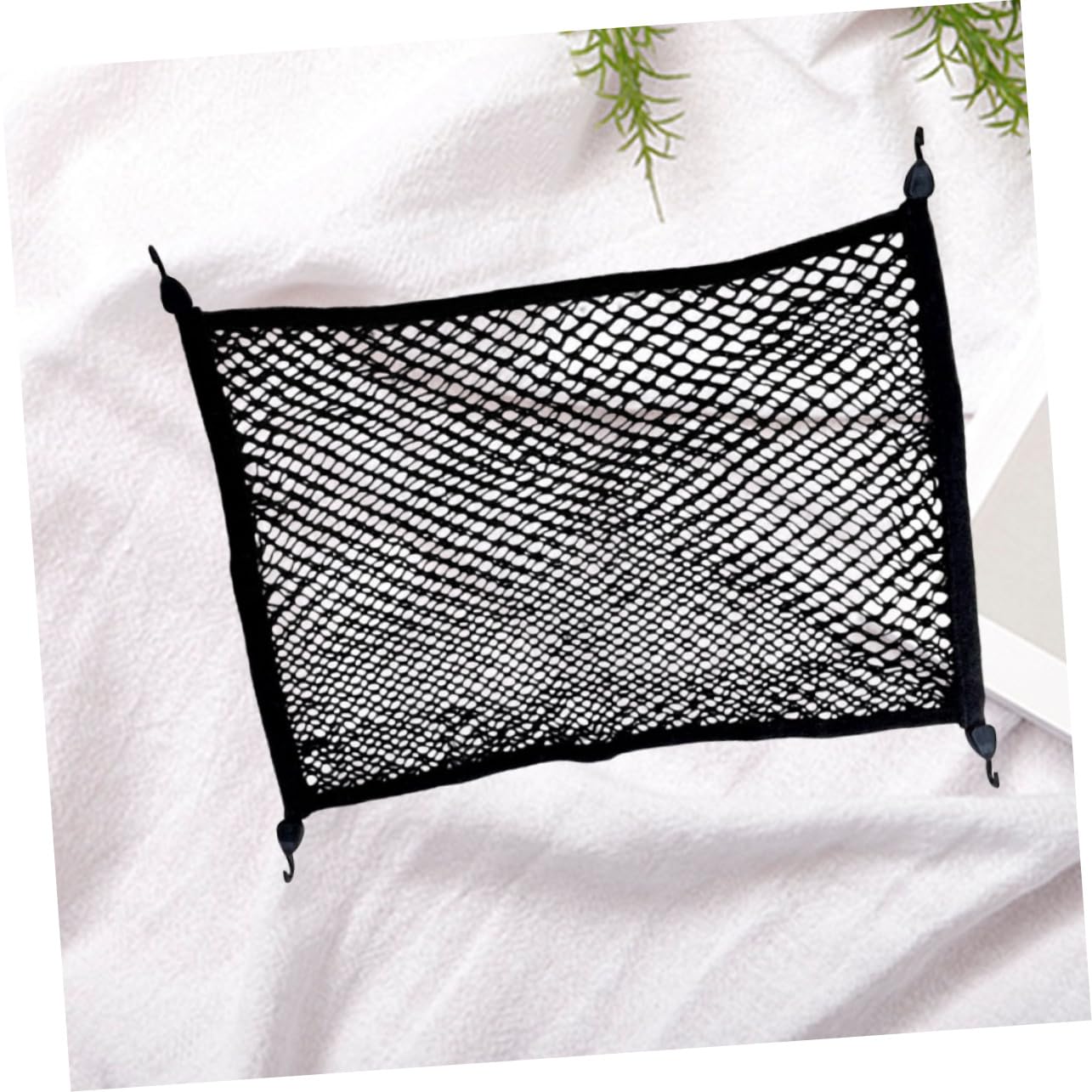 GLEAVI Rete Elastica Portabagagli Doppio Strato 100x80 Cm Nera | 4 Ganci Autobloccanti, Tessuto e Plastica, per Suv e Vano Posteriore, Fissaggio del Carico
