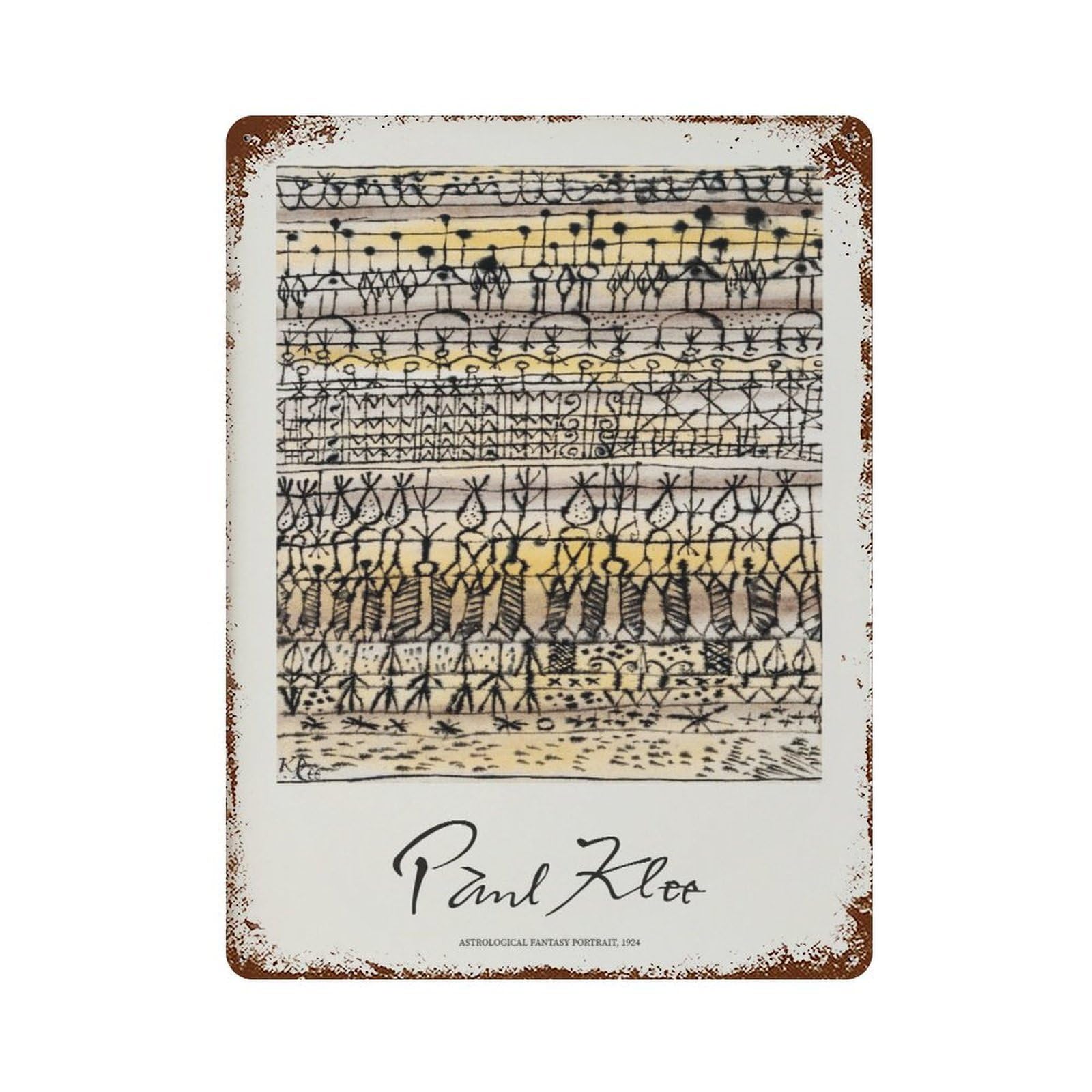 xiaoxiaoshen Paul Klee Exhibition Astrological Fantasy Portrait 1924, Surrealist Modernism Wall Decor Art Metal Tin Poster Modern Home Decor Art Home Bar Shop Decorations Vintage Sign 40x30cm