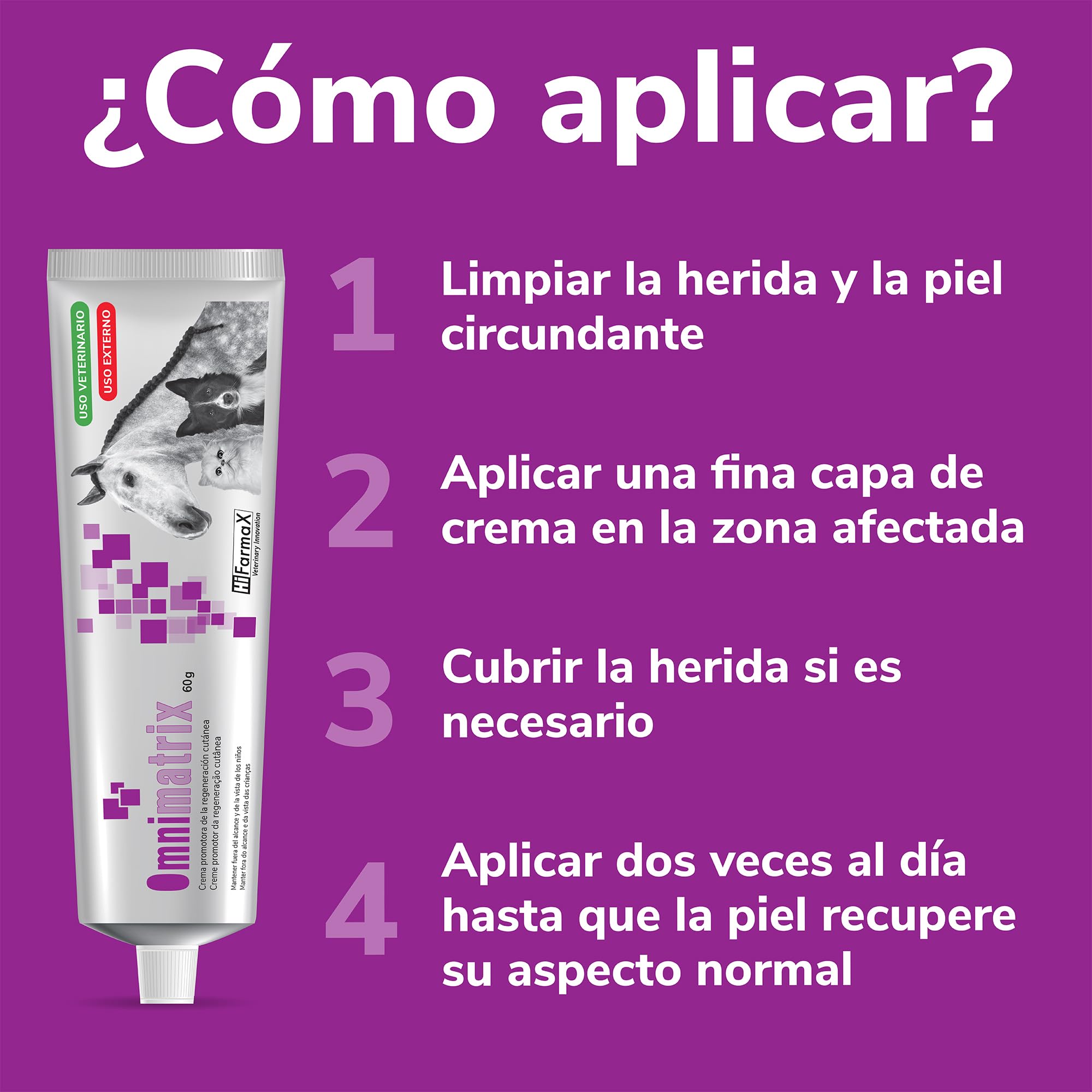 Omnimatrix Hifarmax - Crema Cicatrizante para Perros, Gatos y Caballos | Antiinflamatorios para Perros y Otras Mascotas, Ideal para la Cicatrización de Heridas | Crema para Almohadillas| Tubo de 60g