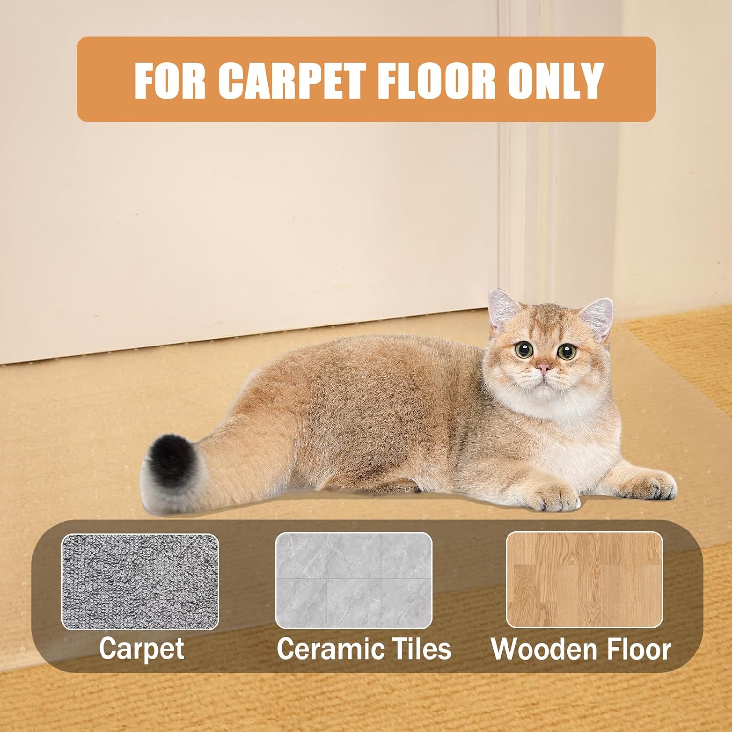 review 3.6Ft Carpet Protector for Pets - Cat Carpet Protector for Doorway,Under Door Mat Cat Carpet Scratch Stopper,Cat Scratch Guard Carpet,Clear Plastic Rug Protector Prevent from Scratching.