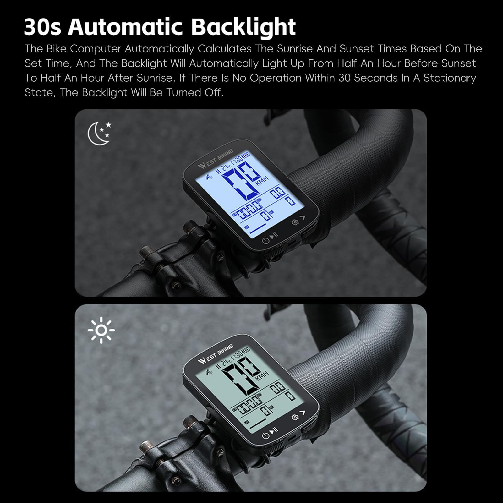Ordinateur de vélo Mavaol sans Fil avec écran LCD de 2,4 Pouces, GPS Rechargeable, Ordinateur de Cyclisme