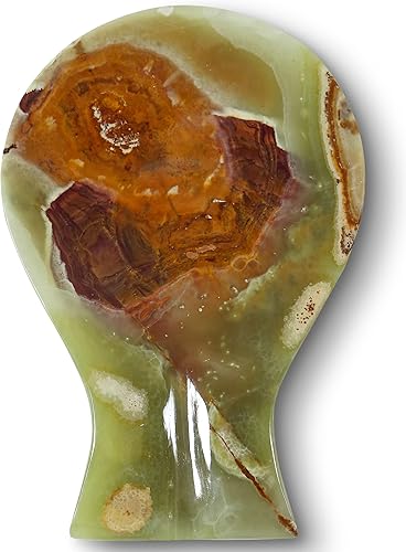 Soporte para cuchara de cristal de calcita verde hecho a mano de lujo para encimera de cocina, el mejor soporte para espátula para accesorios de