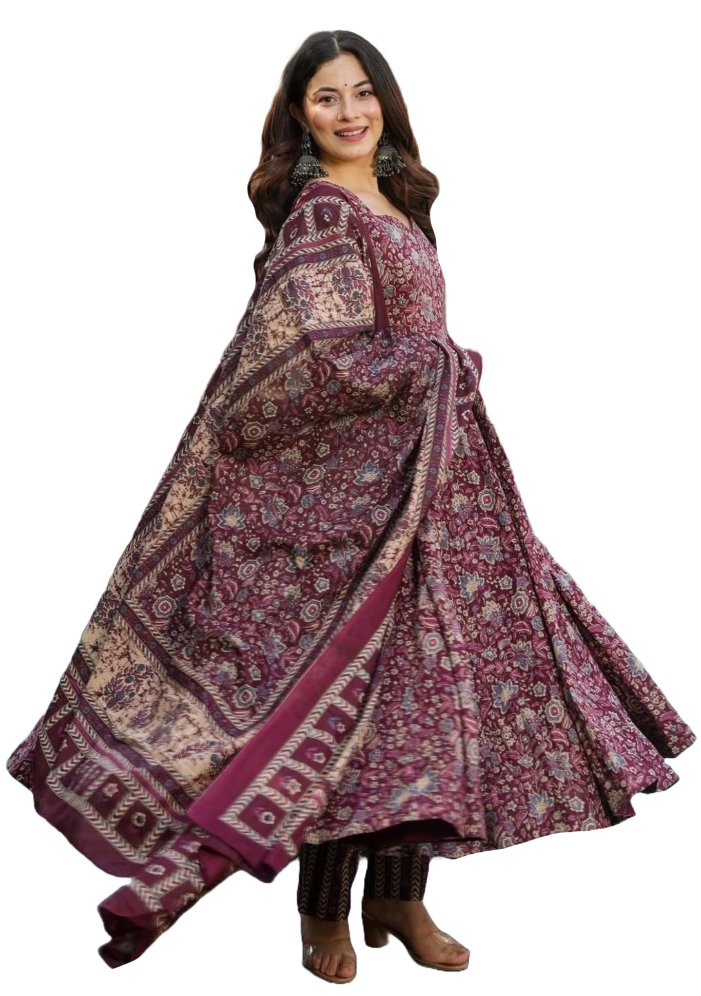 anni designer | Rayon Anarkali Printed Kurta with Pant & Dupatta | Women's Kurta Set with Dupatta Cotton Anarkali Suit | Stylish Kurti Set for Women-picture-22