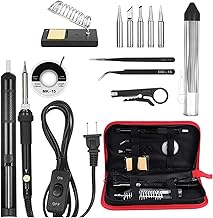 14 em 1 kit de ferro de solda 60 w temperatura ajustável ferro de solda com interruptor liga/desliga 5 peças pontas de solda ventosa de solda dessoldadora pavio fio de solda pinças anti-estática