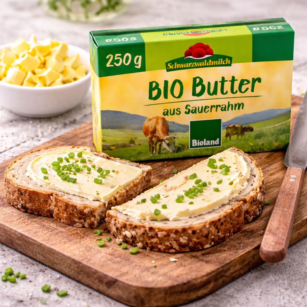 Schwarzwaldmilch - Bioland Sauerrahmbutter 4 x 250 g Pack- Bio-Butter aus dem Schwarzwald, frisch & cremig