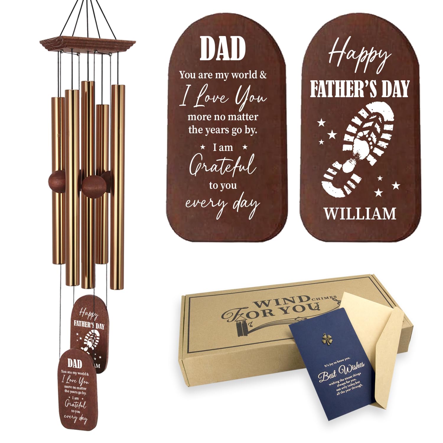 ASTARIN Custom from Daughter Son, Thank You Birthday Gift Wind Chimes for Dad Grandfa Husband, Outdoor Indoor Decoration Windchimes, Father Pappy Gift