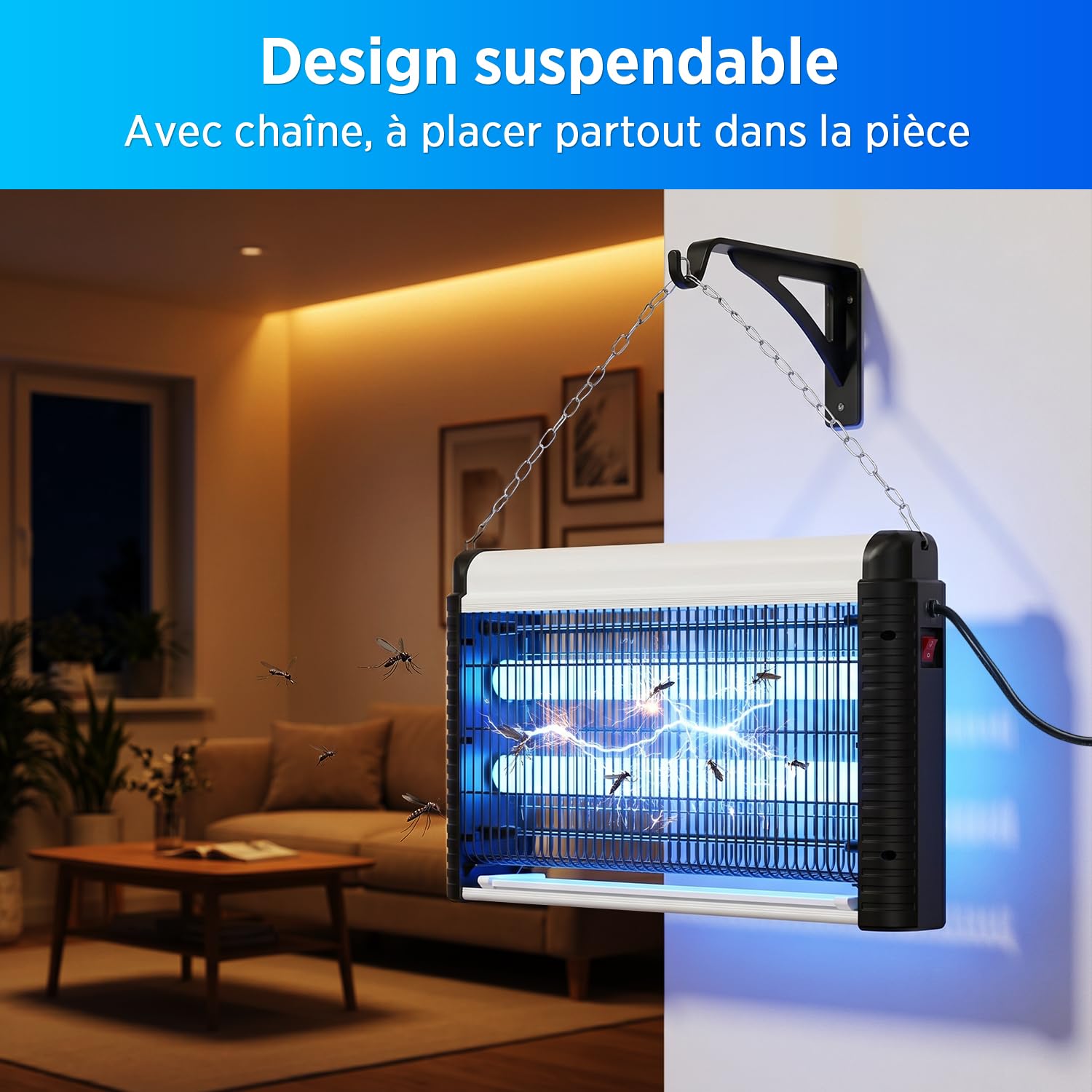 Lampe Anti Moustiques UV 35W 4000V Tue Mouche Électrique pour Intérieur 80m²