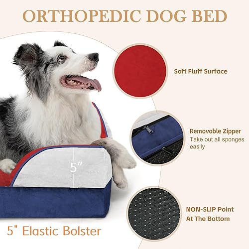 Miniatura 557 de Comfort Expression - Cama ortopédica para perros extragrandes, 53 x 42 pulgadas, cama impermeable y de apoyo de espuma con cojines removibles, con