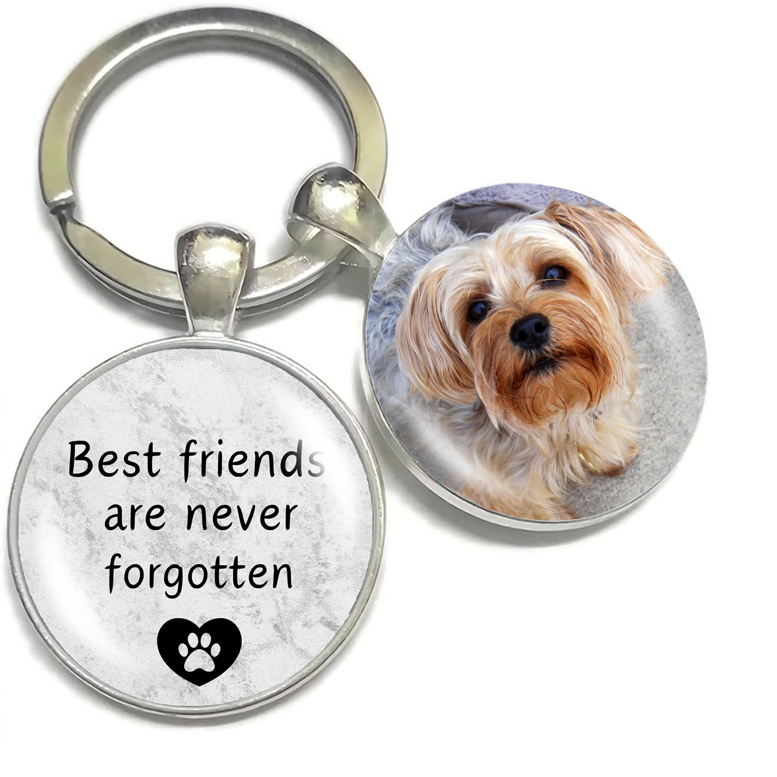 Eletizy Personalised Pet Memorial Keyring,Customise DogCat Remembrance Keyrings with PhotoText Key Ring,Key Chain Gift for Loss of Pet-Once by my side forever in my heart