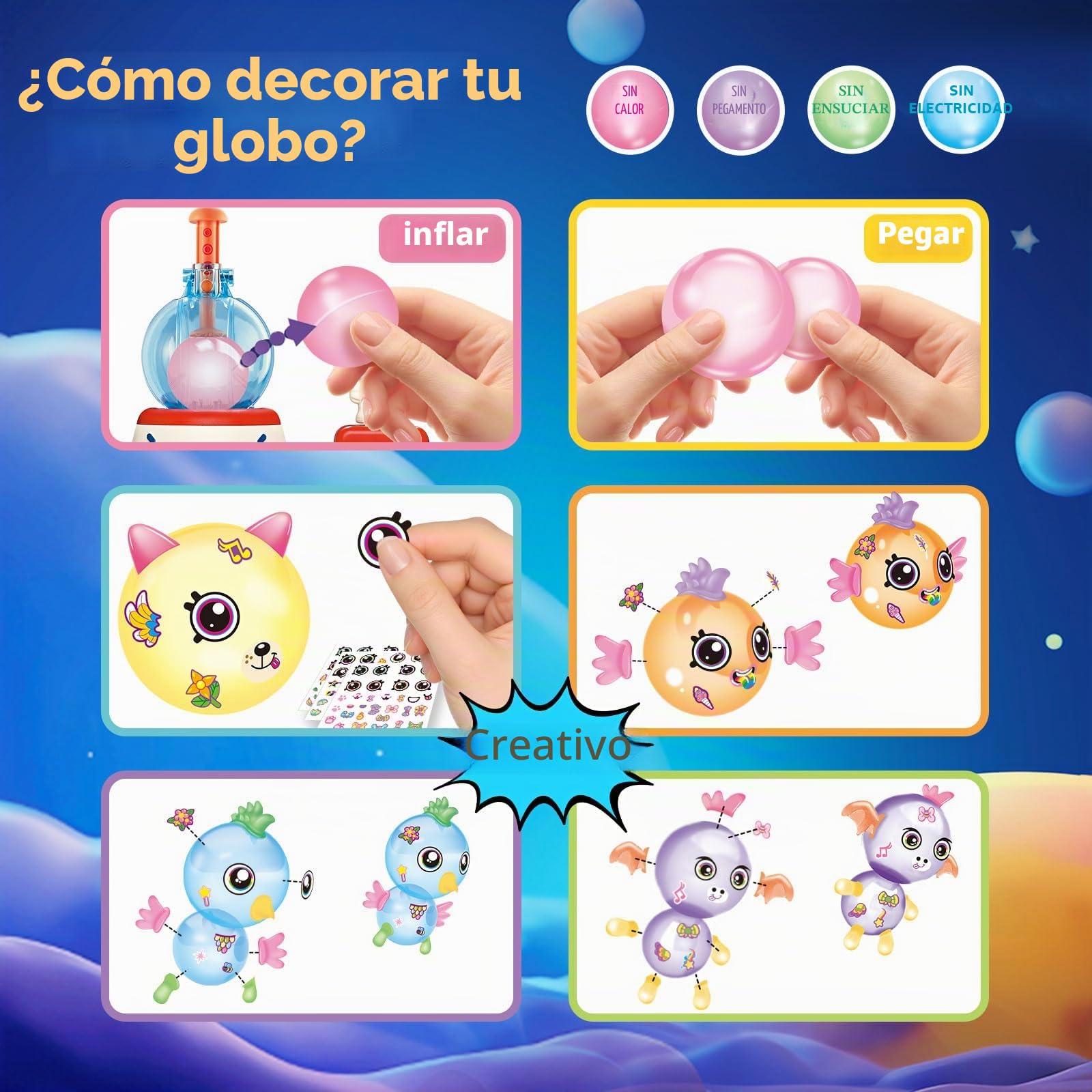 nicknack Nano Art Kit con Inflador de Globos Cohete, 195 Piezas Manualidades para Niños - Juego para Hacer Burbujas Pegajosas, Juguete Educativo y Creativo