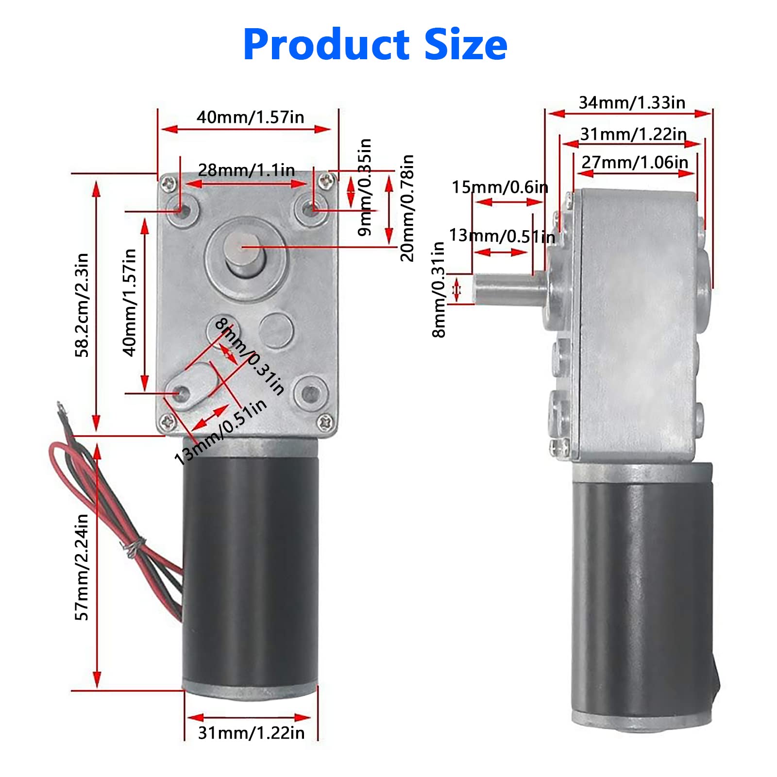 Motoriduttore DC 12V A Vite Senza Fine Reversibile, Coppia Alta, Albero 8mm, 130 RPM Per Tende E Finestre