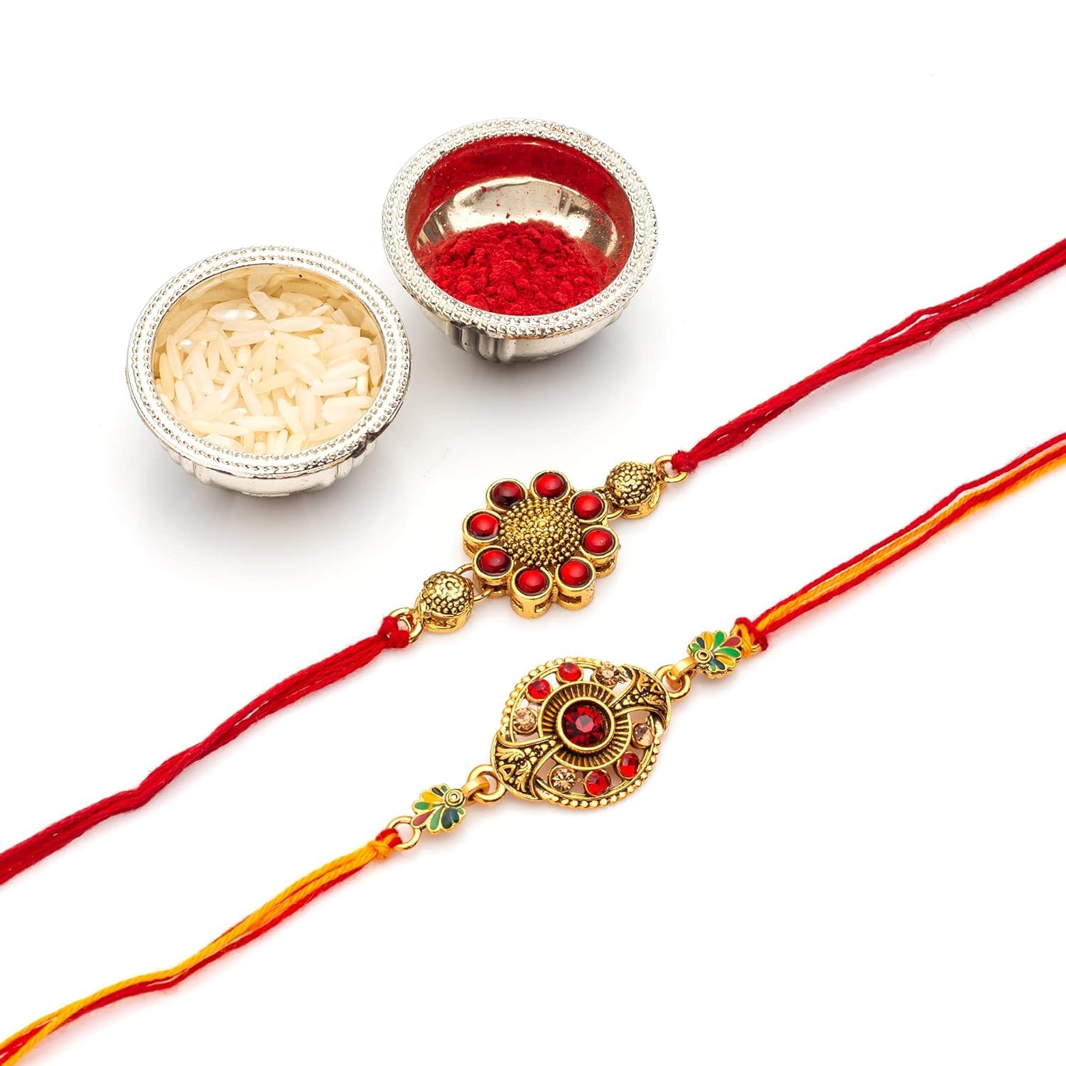Collectible India Rakhi Gift for Brother Bhai Combo Rakshabandhan Gift - Rakhi for Brother Bhai Men Boys - Baby Krishna Idols Statue, Greeting Card Home Decoration Items (M2- Set of 2 Rakhi) 4