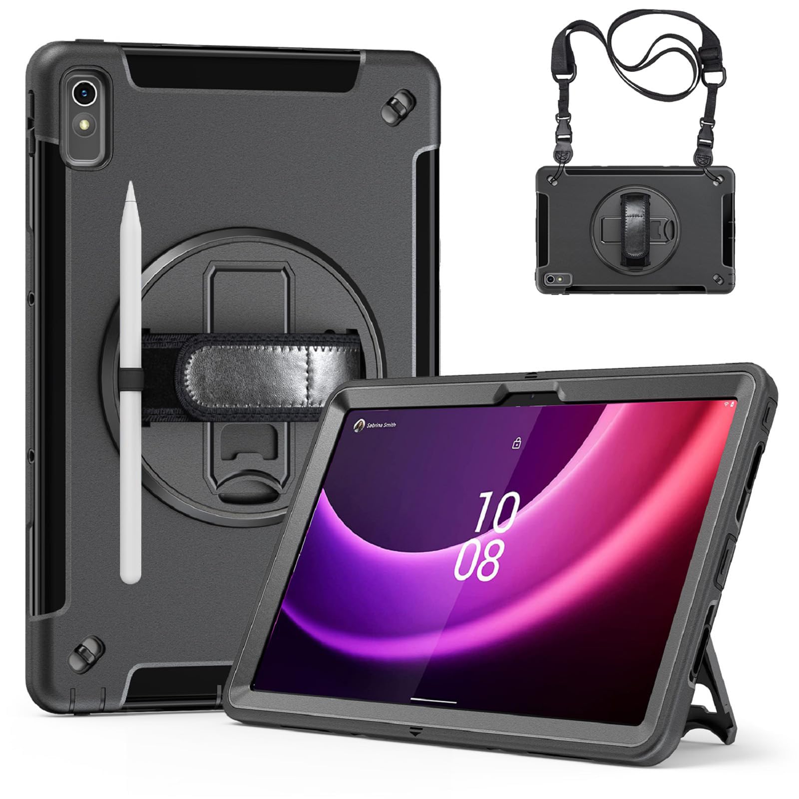 JunfireCase for Lenovo Tab P11 2nd Gen 11.5 Inch (TB350FU/TB350XU), Shockproof Rugged Protective Case with 360° Rotating Stand, Hand Strap and Shoulder Strap for Lenovo Tab P11 (2nd Gen) 2022