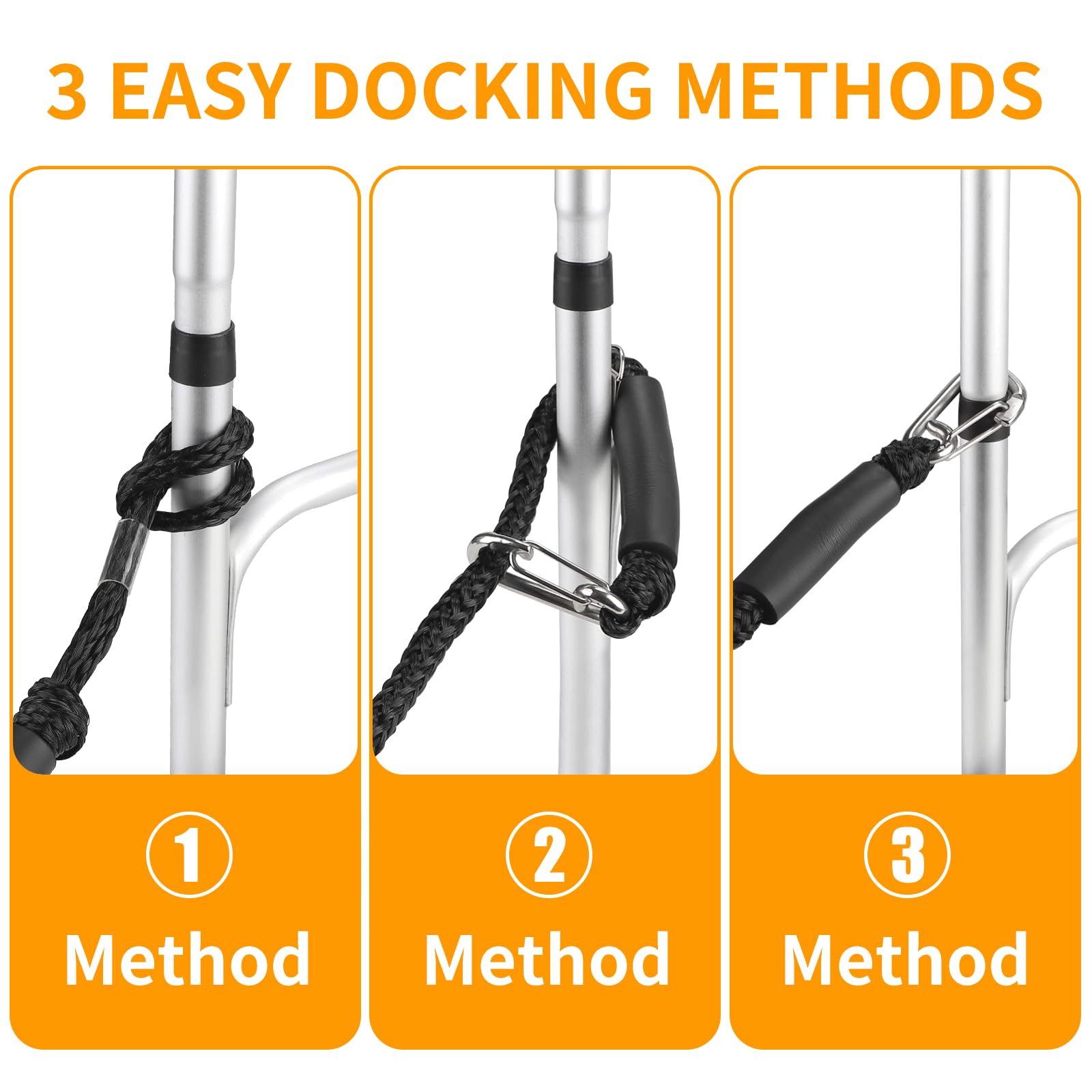 EFUTURETIME 2 x Cime e Cavi per Imbarcazioni 10cm (4FT), Bungee Dock Line con Gancio, Cima da Ormeggio, Cavi per Ormeggio per Barche, Moto d'Acqua, Kayak, Pontone, Canoa