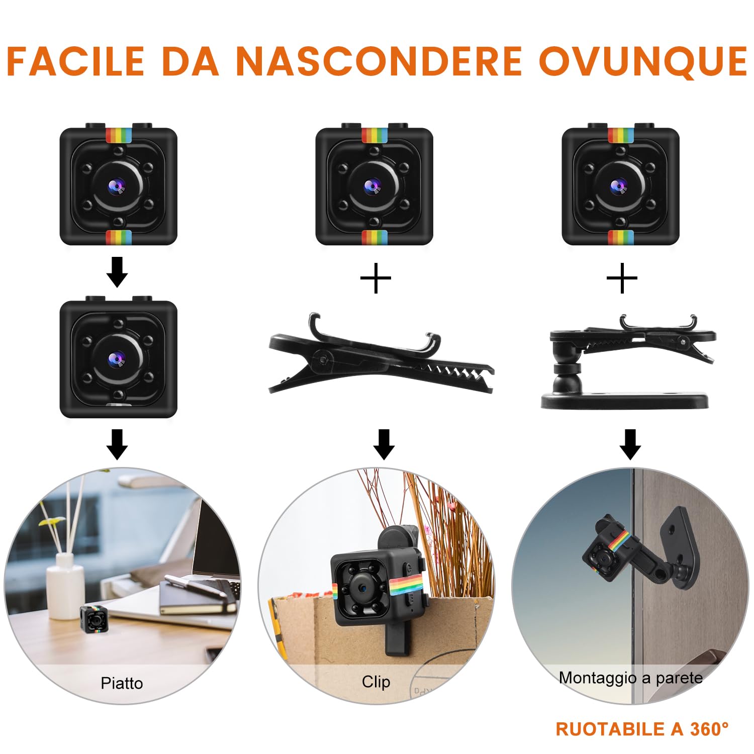 Bextgoo Mini Telecamera Senza Wifi, 1080P FHD Telecamera Spia con Scheda di TF da 32 GB, Microcamera Senza Fili Videocamera Sorveglianza Per Auto/Casa/Esterna/Interna(Nero)