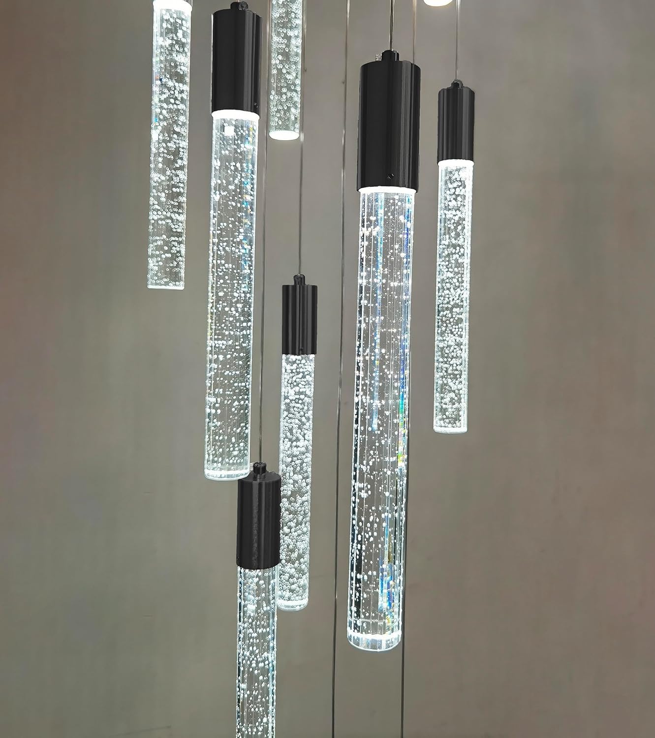 Lampa wisząca LED nowoczesny kryształowy spadek wysoki żyrandol sufitowy oprawa oświetleniowa duża lampa wejściowa wewnętrzne żyrandole oświetleniowe do salonu wejście przedpokój schody