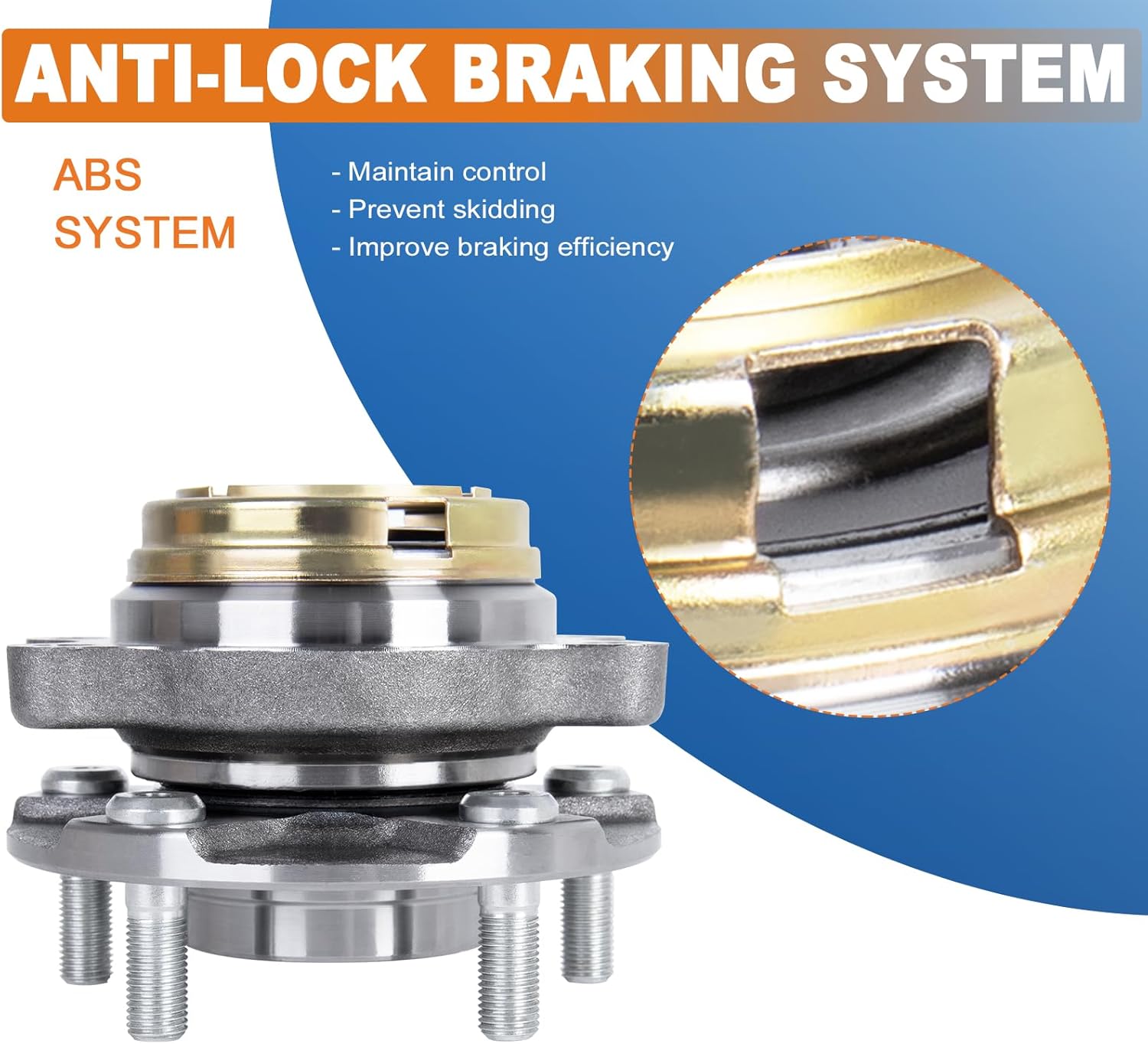 513294 Pair Front Wheel Hub Bearing Assembly Compatible with Nissan Altima 2007 2008 2009 2010 2011 2012 2.5L 4-Cylinder Models Only 5Lugs w/ABS - Image 8