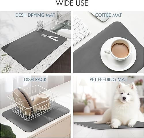 Miniatura 9 de Tapete de secado de platos para encimeras de cocina, tapete de secado absorbente, tapete de secado de platos grande para encimera de cocina, tapete