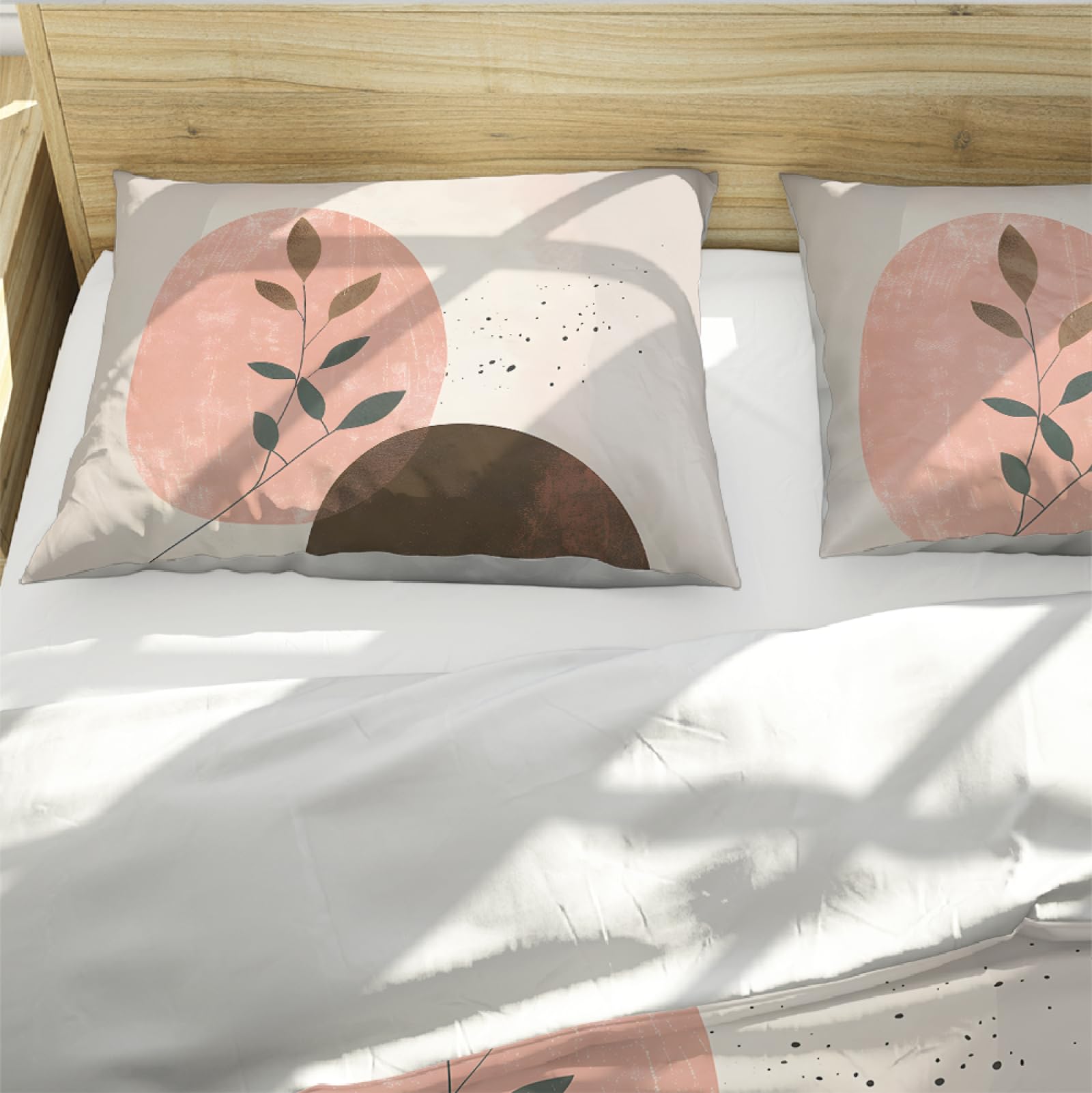 Poszwa na kołdrę Boho Rose Nowoczesne abstrakcyjne gałęzie roślin 3-częściowy oddychający komfortowy zestaw pościeli z 2 poszewkami na poduszkę Zamek błyskawiczny 180x220cm