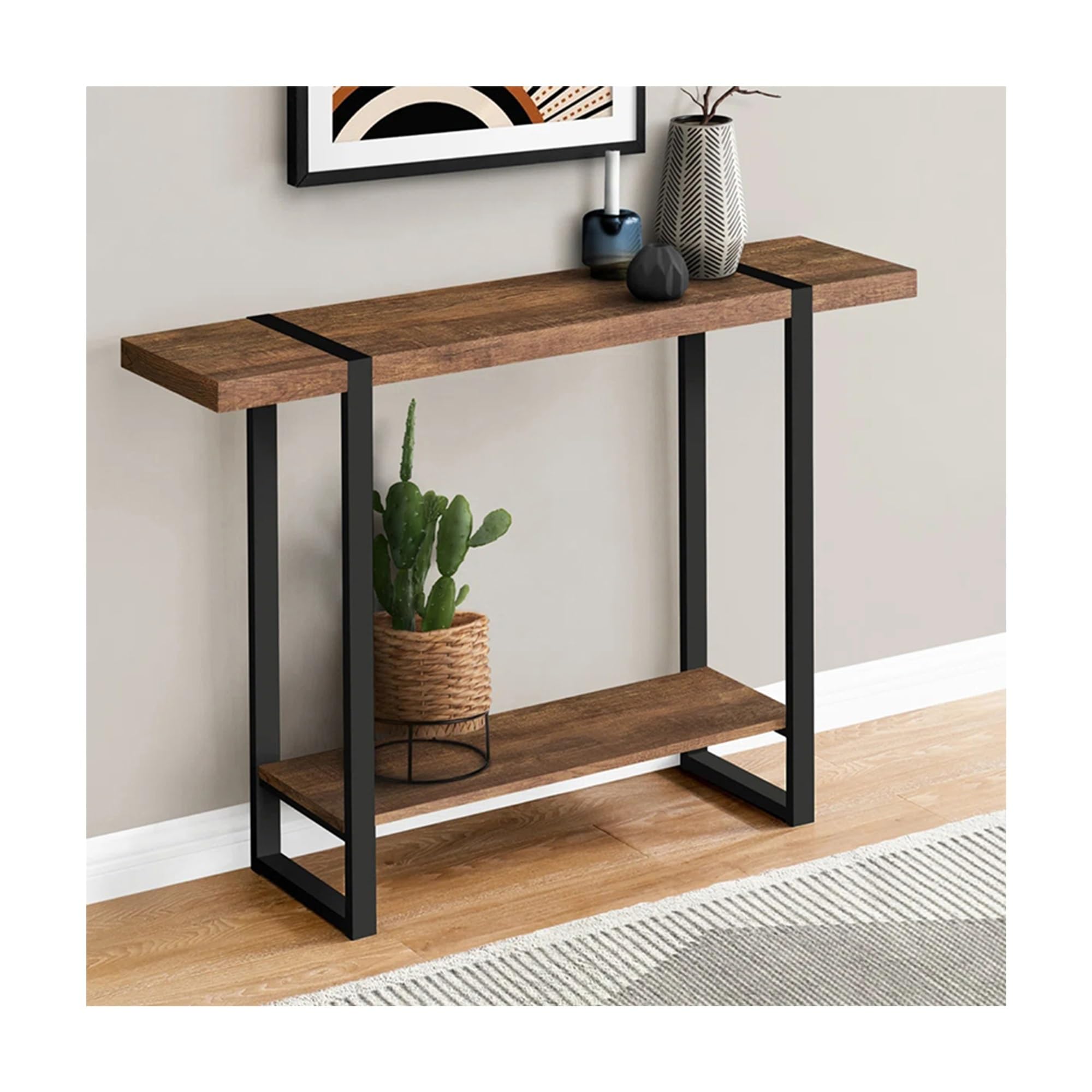 Mesa consola estrecha para pasillos pequeños que soluciona la falta de espacio con estilo