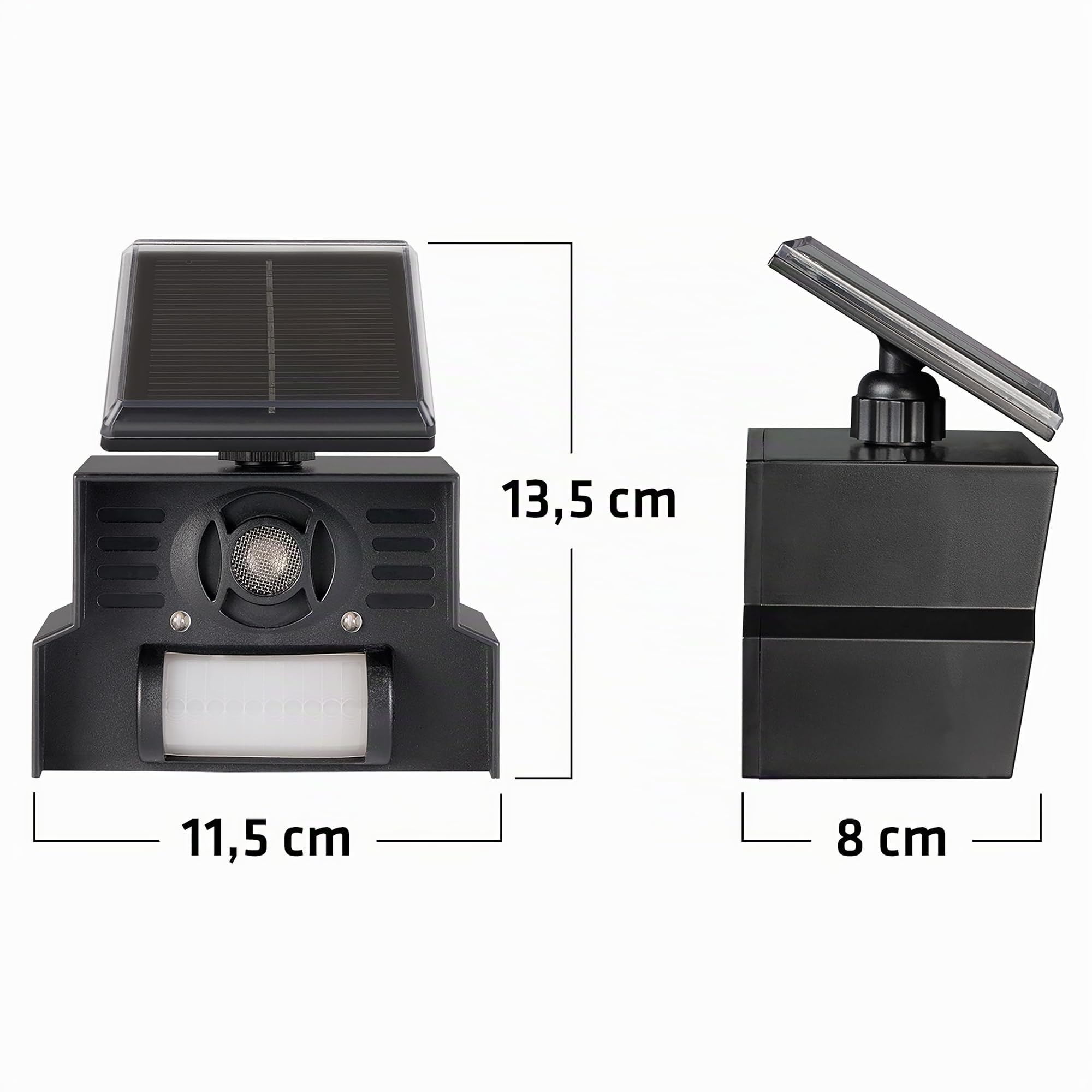 GARDIGO® Répulsif Solaire d'oiseaux à Ultrasons | Épouvantail Électronique avec Lumière Clignotante | 23-50 kHz | Portée de 110° et 7m | Effaroucheur pour Oiseaux et Pigeons pour Balcon et Jardin