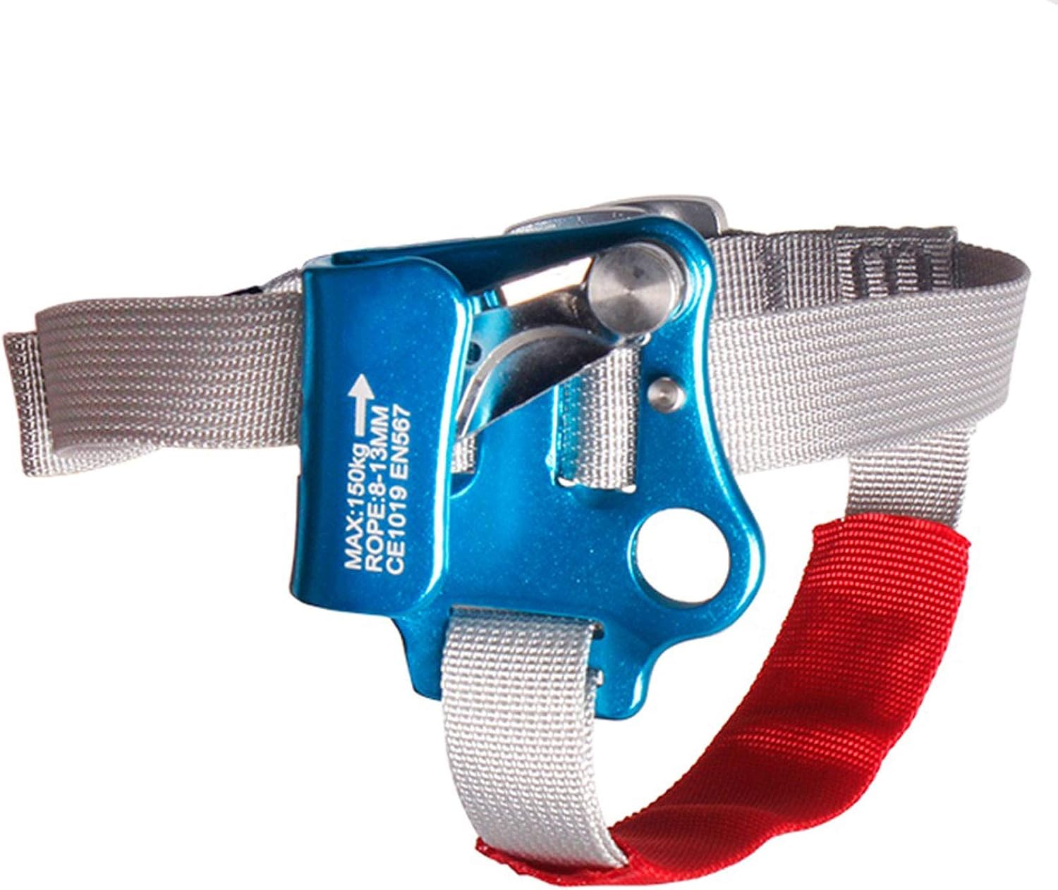 Portable Foot Ascender, Adjustable Outdoor Climbing Equipment for Left Foot or Right Foot Aluminum Magnesium Alloy for 8-13mm Rope, CE CertificationLeft Foot
