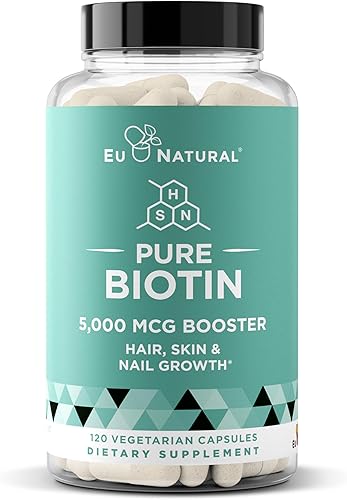 Suplemento Biotin 0.00017 oz, 120cápsulas vegetarianas (para el crecimiento del cabello, piel y uñas)