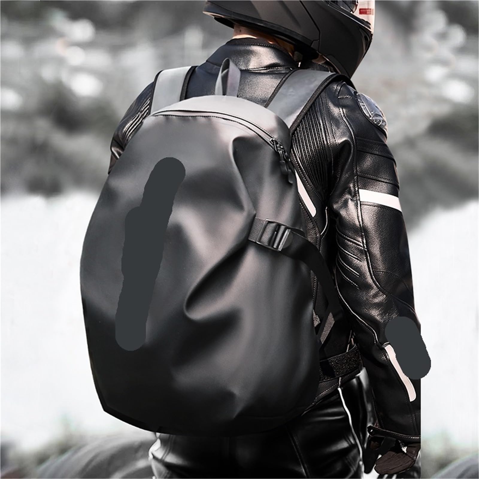 Borsa Porta Casco Zaino for Casco for Motocicletta Borsa Porta Impermeabile di Grande capacità con Zaino da Trekking a Righe per Casco Moto Bicicletta Sci(Black-Small)