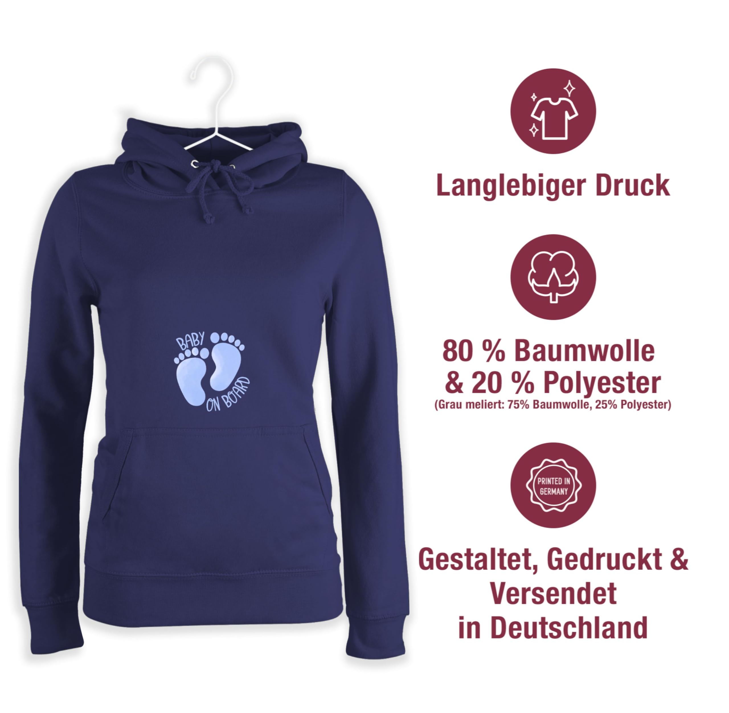 Shirtracer - Pullover Damen Hoodie Frauen - Schwangerschaft Kleidung Geschenk - Baby on Board - himmelblau