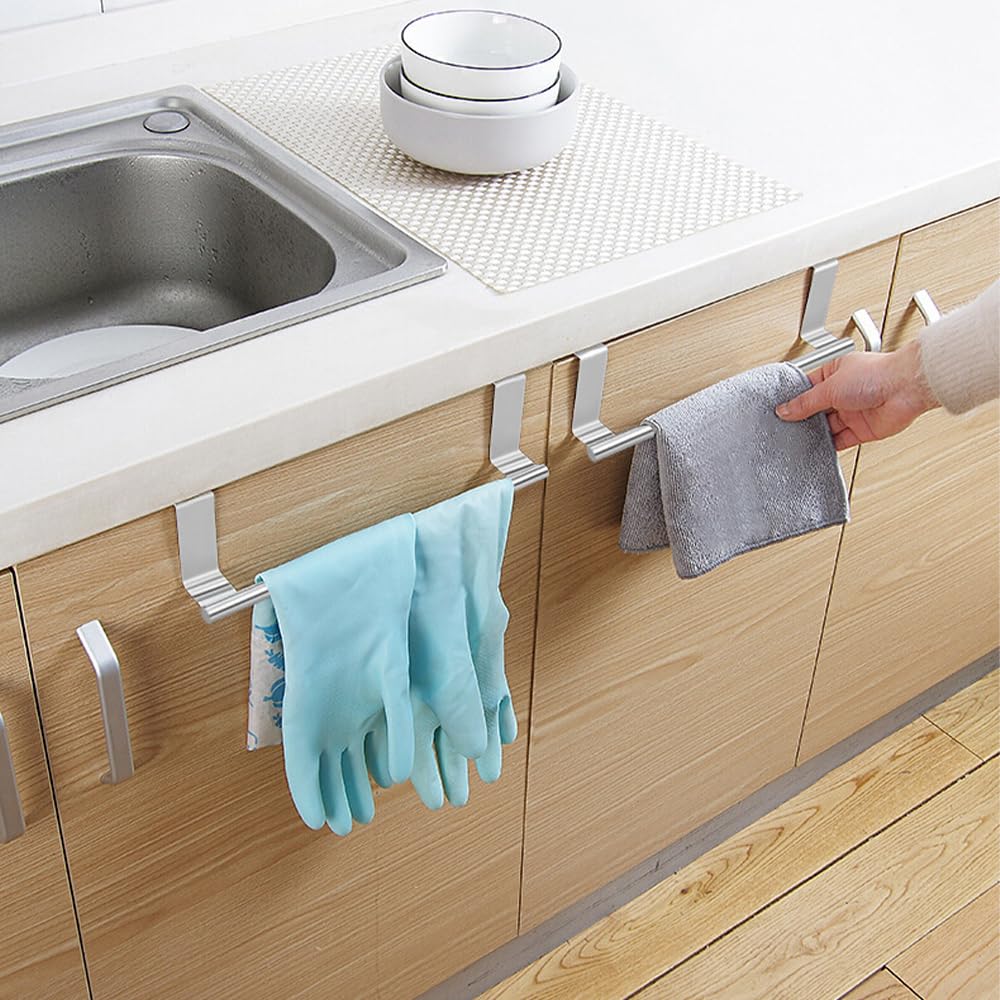 Porta Asciugamani Da Cucina Senza Fori - 2 Pezzi In Acciaio Inox | Con Strisce Antigraffio Per Ante - Foto 10