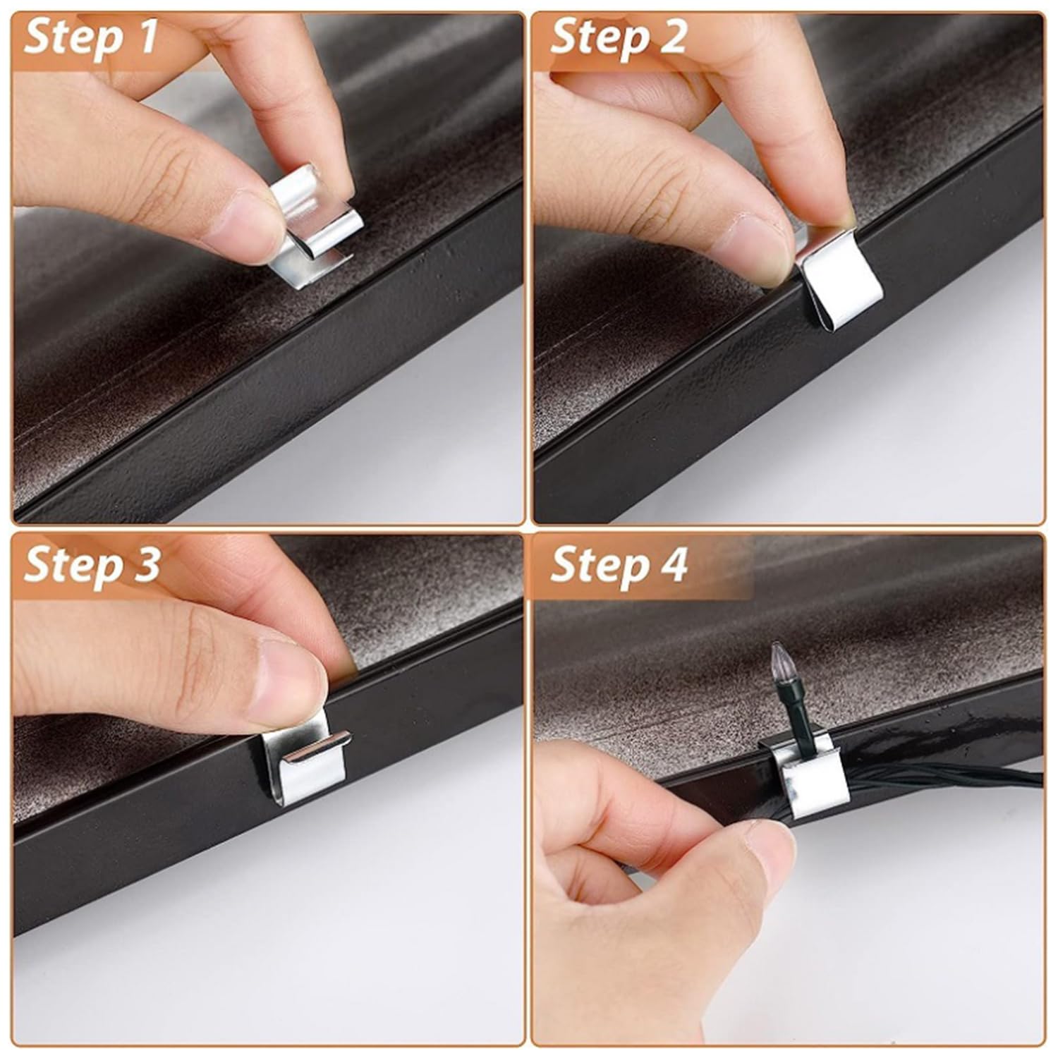 Prmape 100 Pezzi Ganci per Grondaia, Ganci per Appendere una Catena Luminosa ad una Grondaia, Mini Ganci per Grondaie, Rondaia di Natale per la Decorazione del Giardino e Decorazioni Natalizie