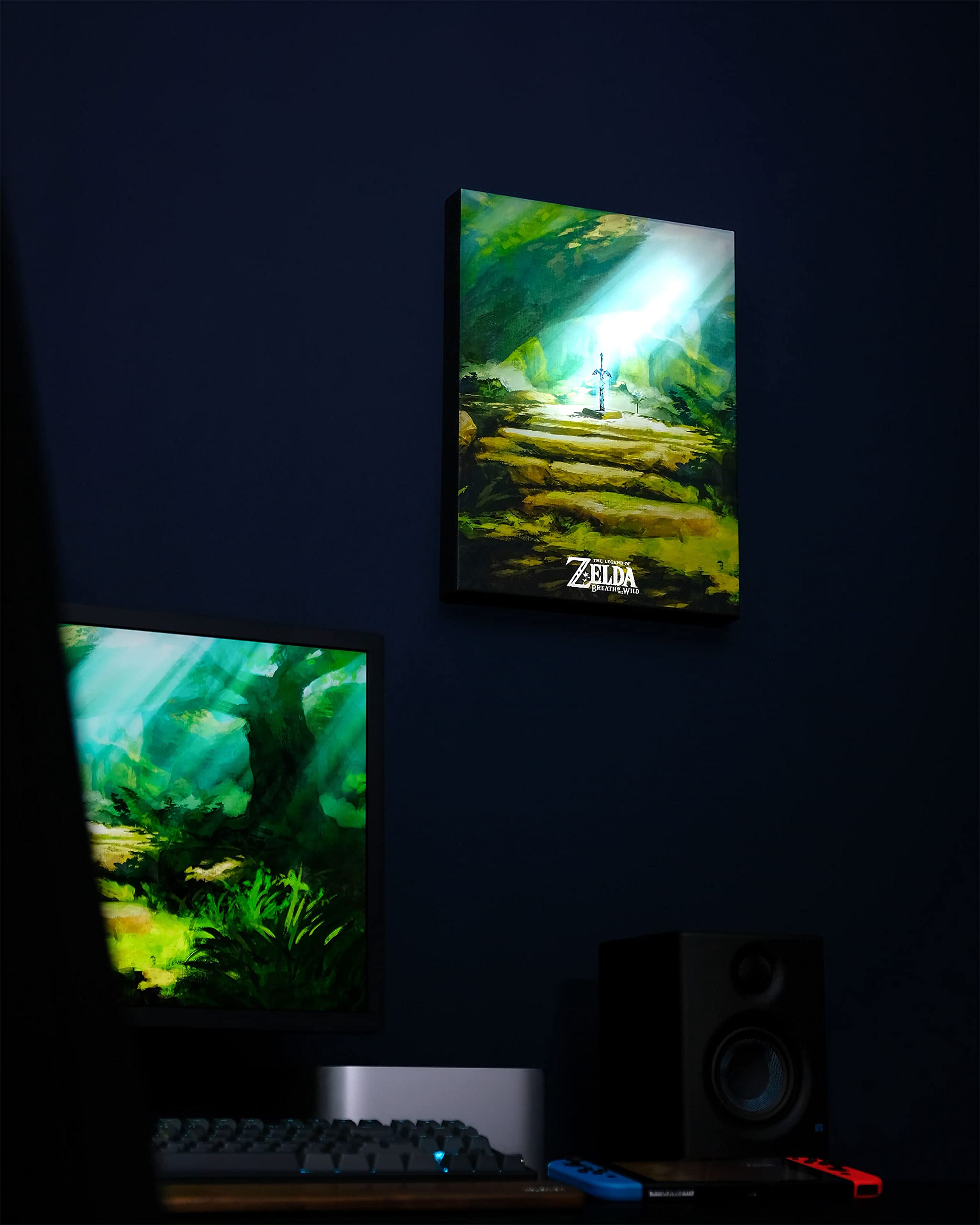 Elbenwald Zelda Espada Maestra Mural de pared con luz Funciona con pilas 30 x 40 x 3,8 cm